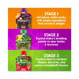 Happy Baby Stage 2 Organic Fruit Pouch, Bananas, Pineapple, Avocado & Granola