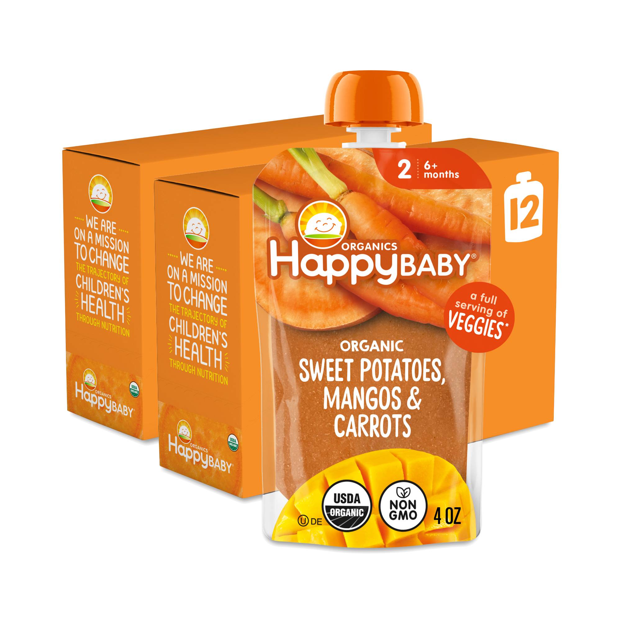 Happy Baby Stage 2 Organic Fruit Pouch, Sweet Potatoes, Mangos & Carrots