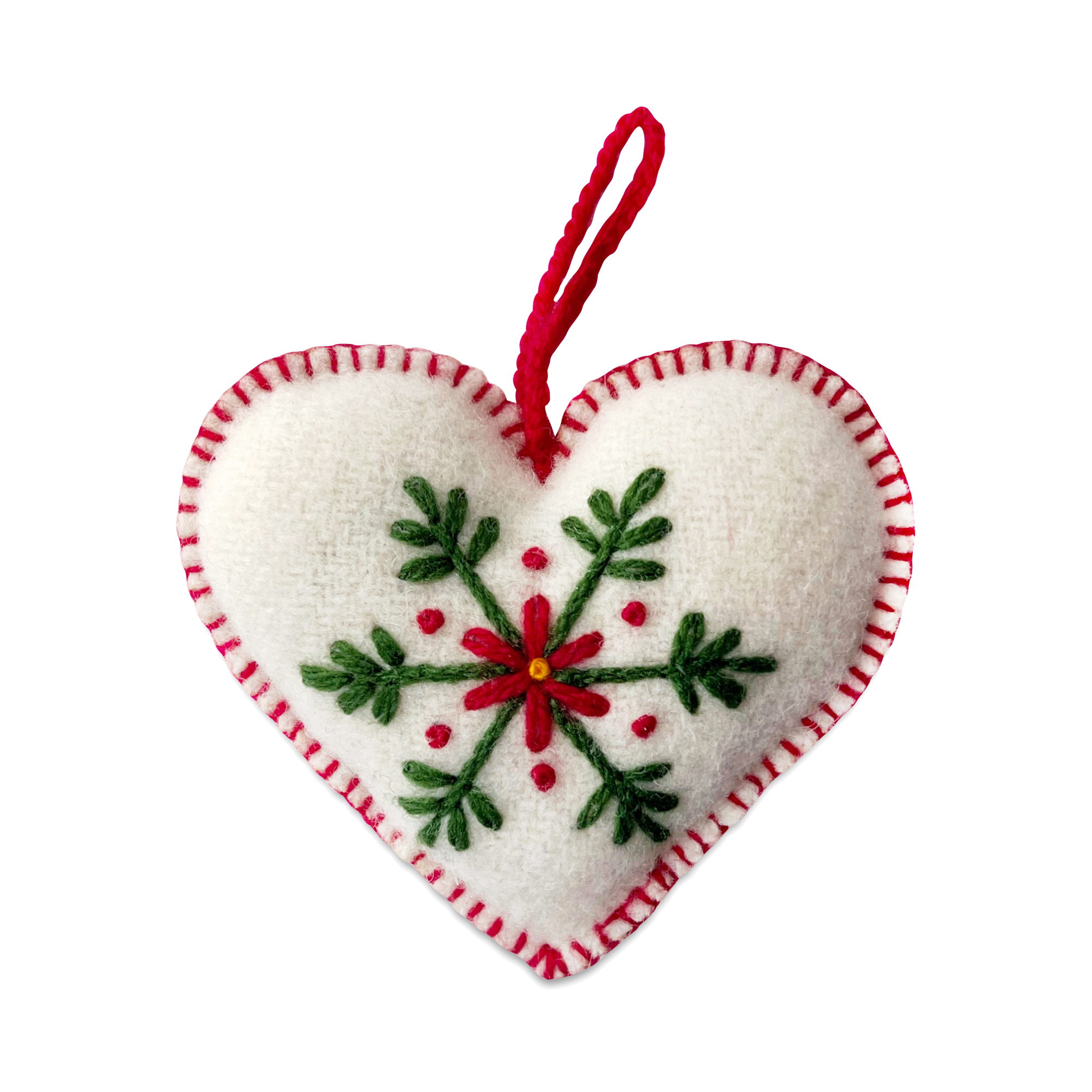Ornaments 4 Orphans Embroidered Heart Ornament, White Thrive Market