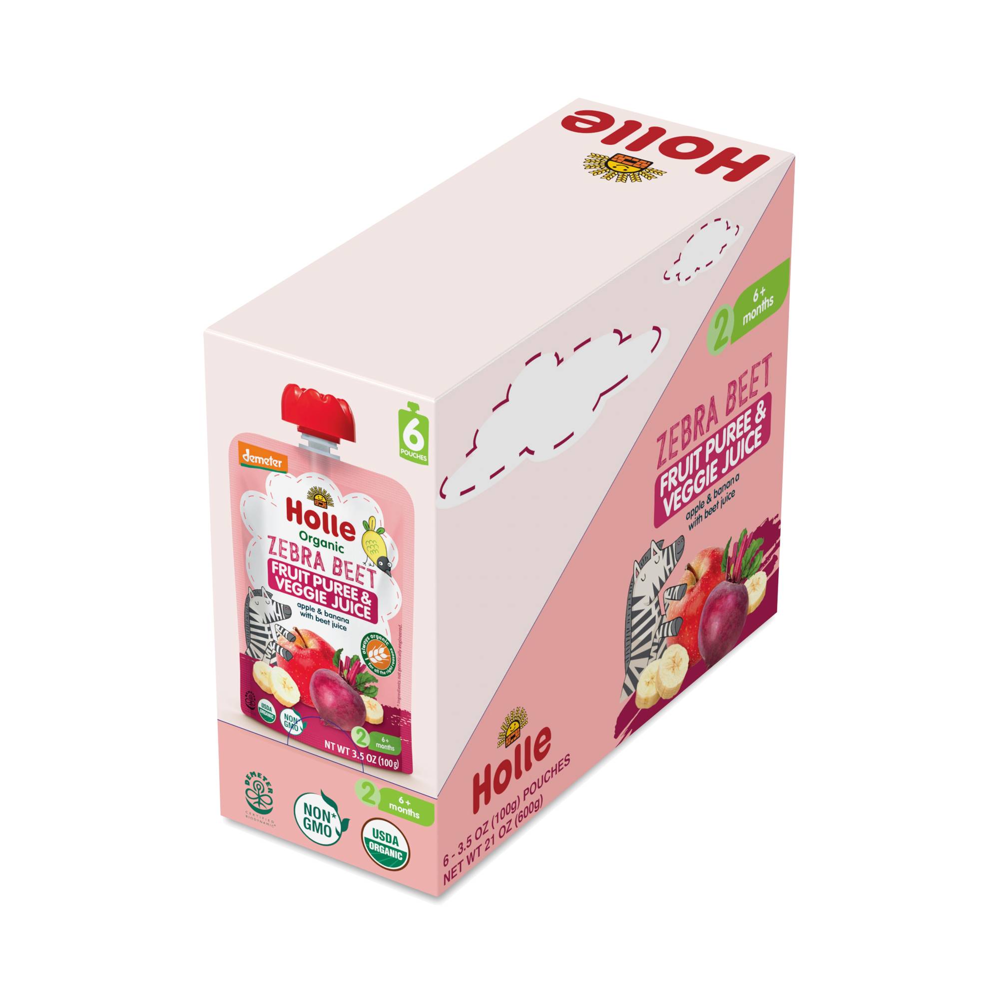 Zebra Beet Baby Food, Apple & Banana with Beetroot