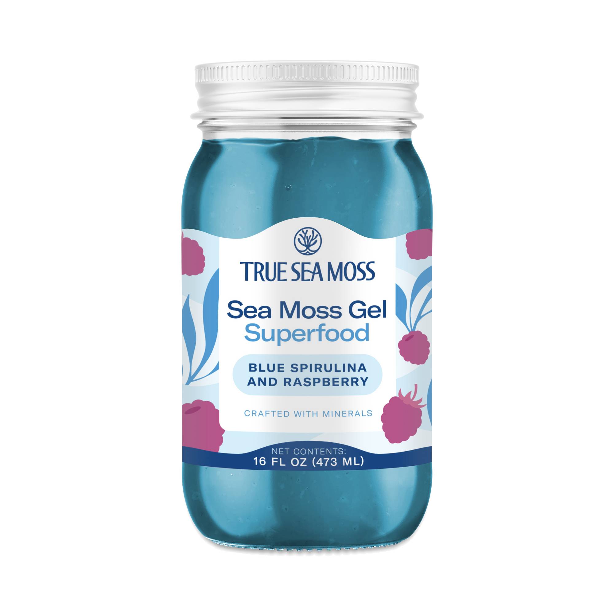 Wildcrafted Sea Moss Gel Superfood, Blue Spirulina & Raspberry