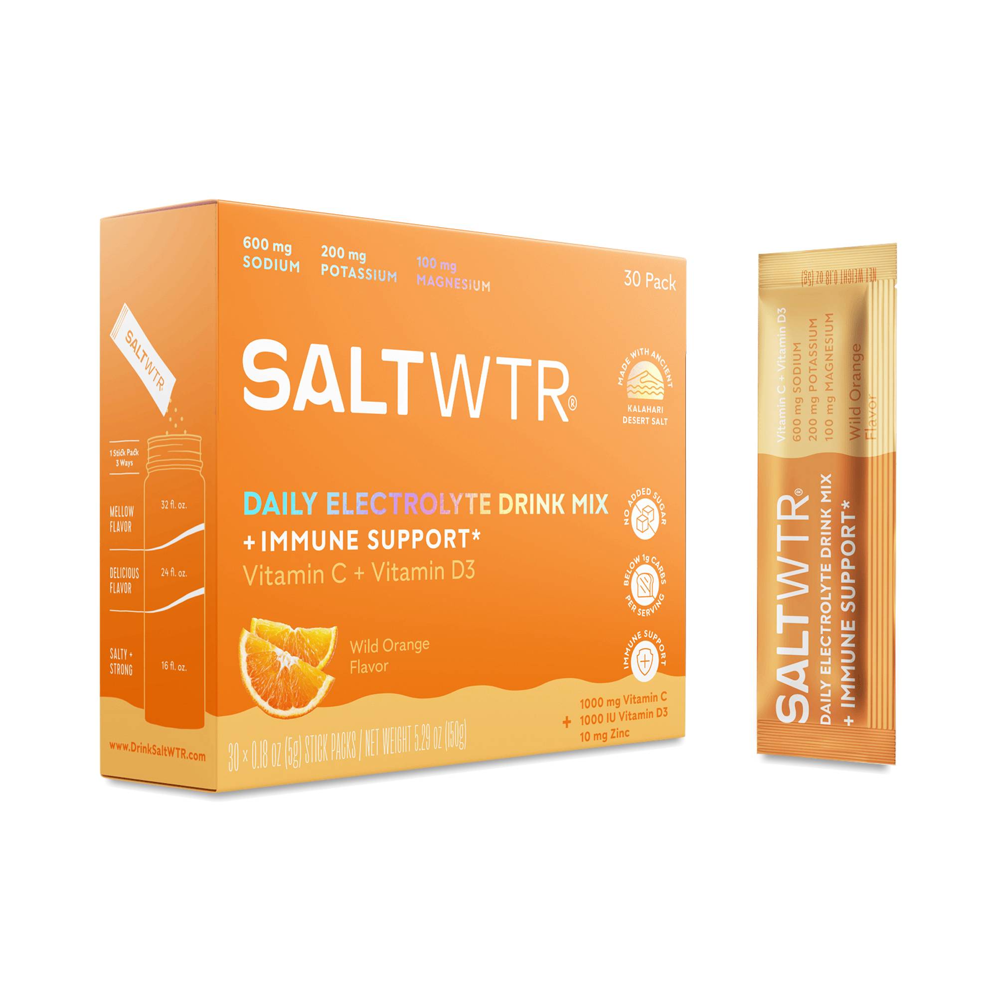 Daily Electrolyte Drink Mix + Immune Support, Wild Orange