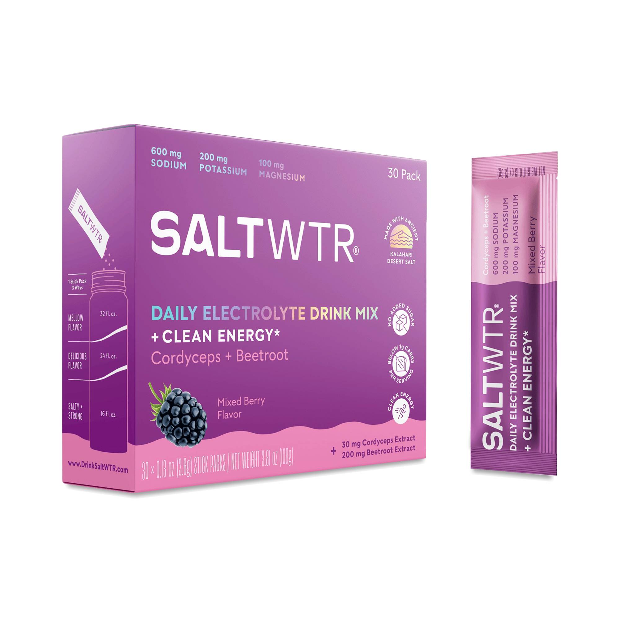 Daily Electrolyte Drink Mix + Clean Energy, Mixed Berry
