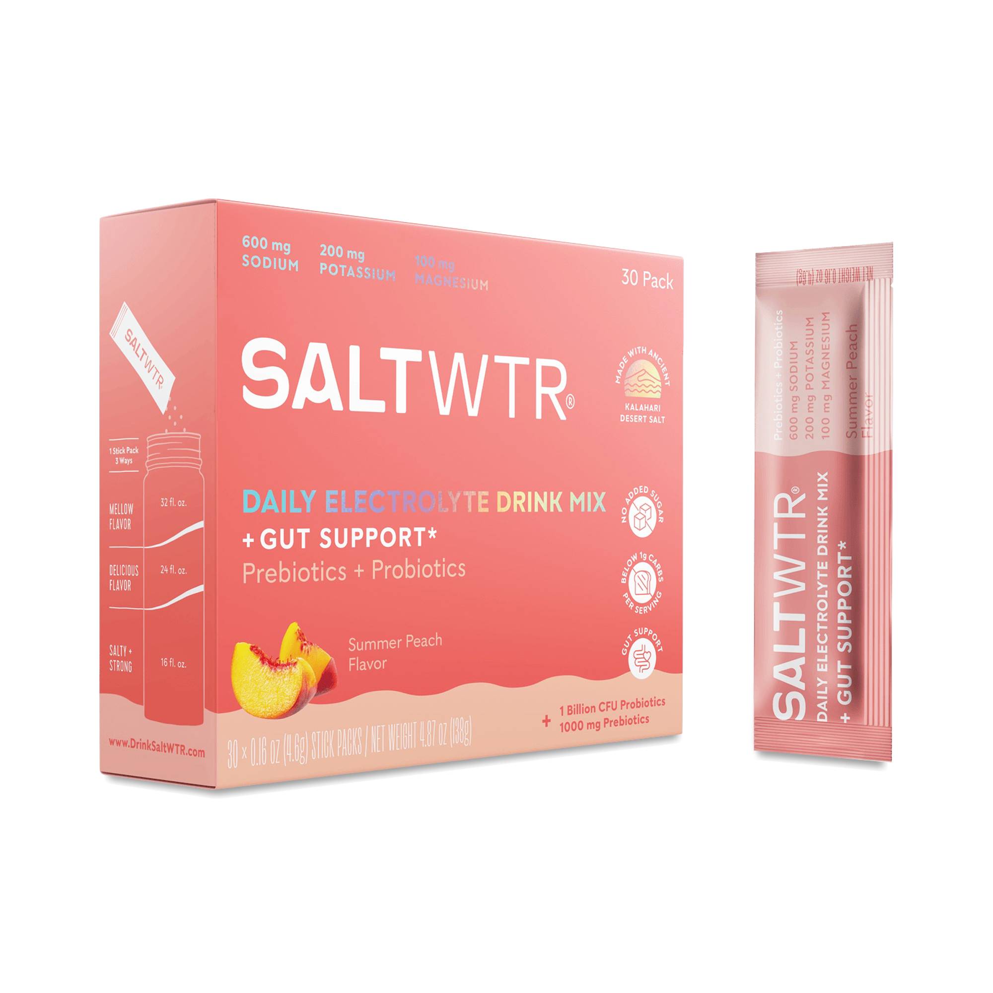 Daily Electrolyte Drink Mix + Gut Support, Summer Peach