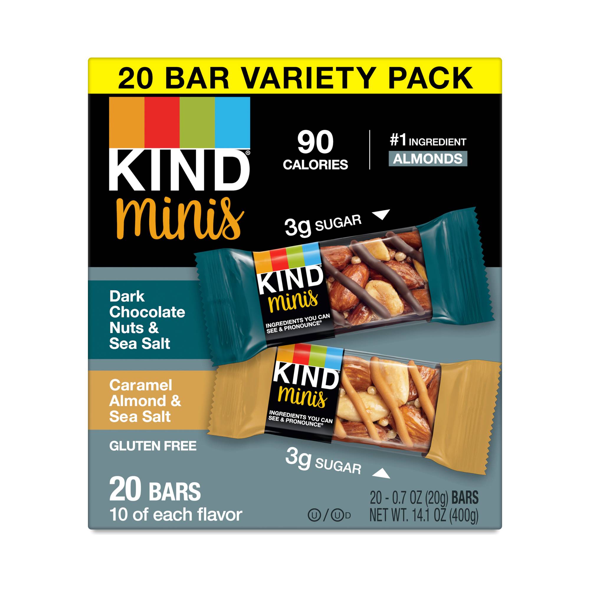 Mini Bars, Dark Chocolate Nuts & Sea Salt, Caramel Almond & Sea Salt