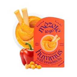 On the Go Roasted Red Pepper Hummus with Breadsticks
