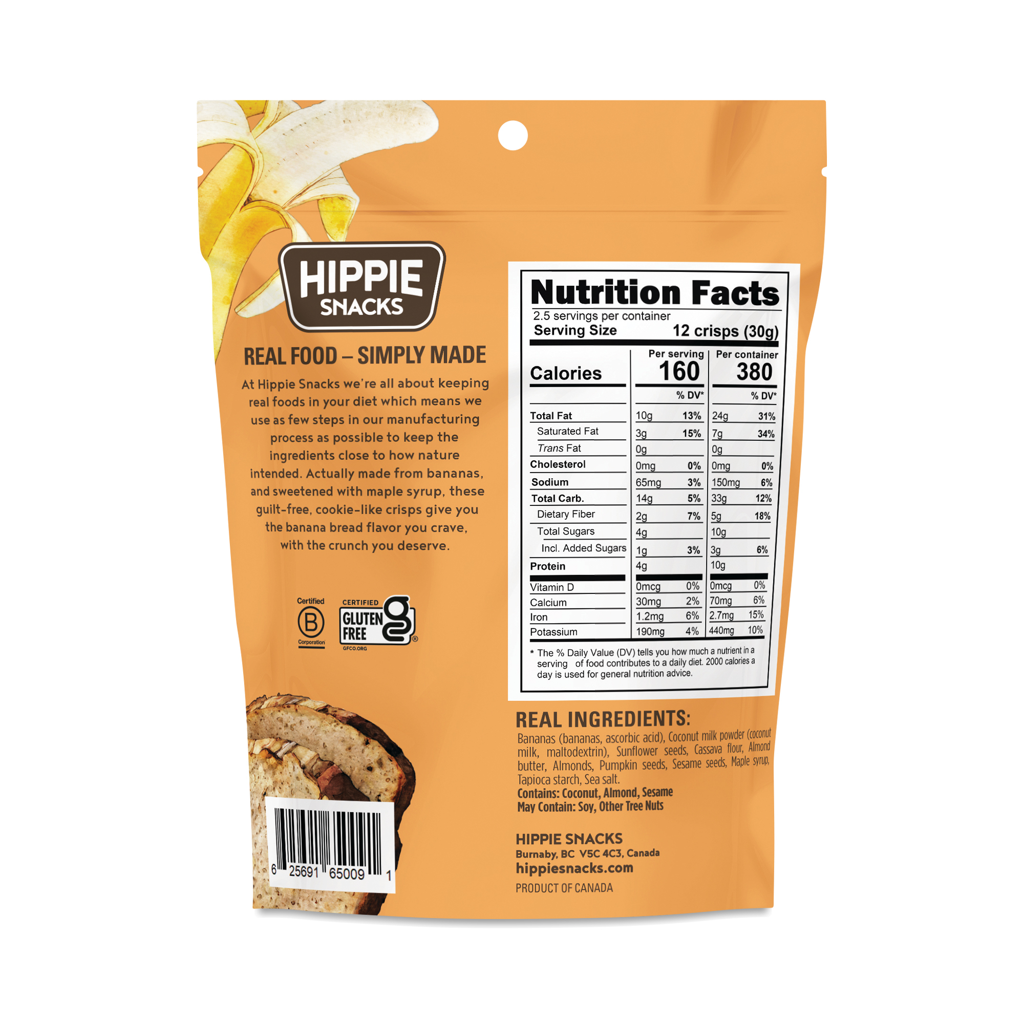 Banana Bread Crisps, Almond Butter