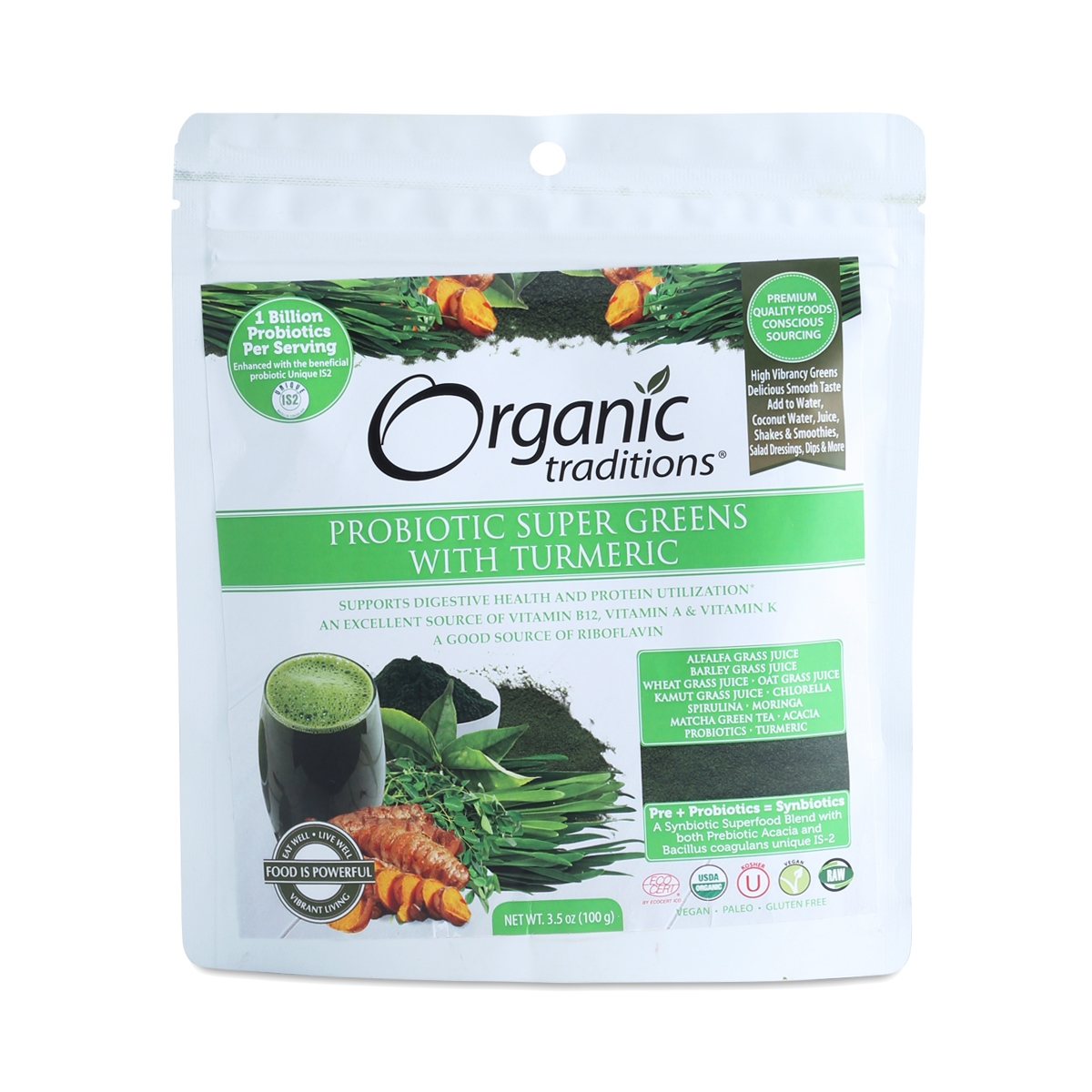 Probiotic Super Greens with Turmeric by Organic Traditions Thrive Market