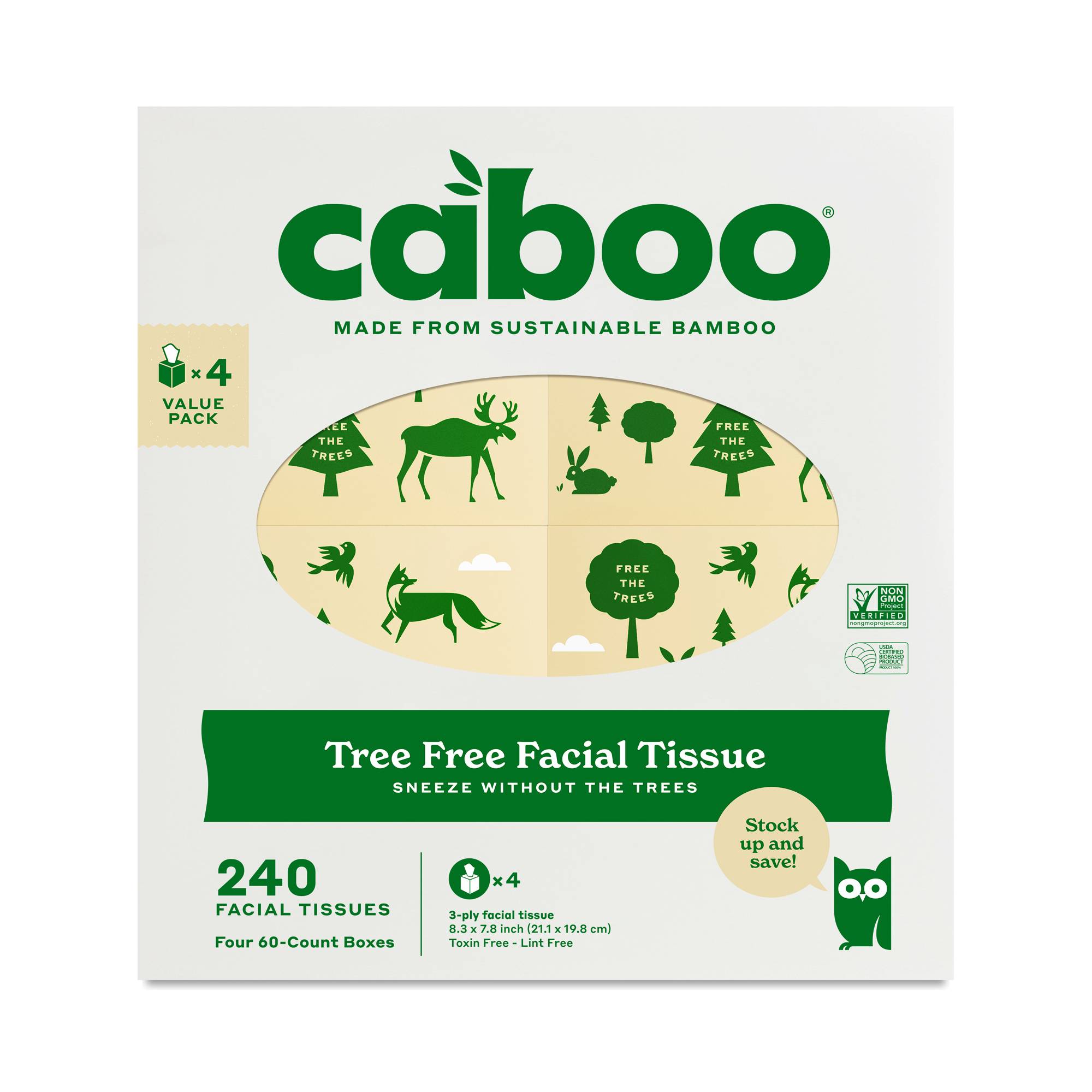 Tree Free Facial Tissue, 4 Boxes