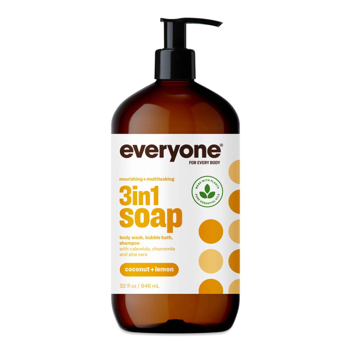 3-in-1 Soap, Shampoo, Body Wash, & Bubble Bath, Coconut & Lemon