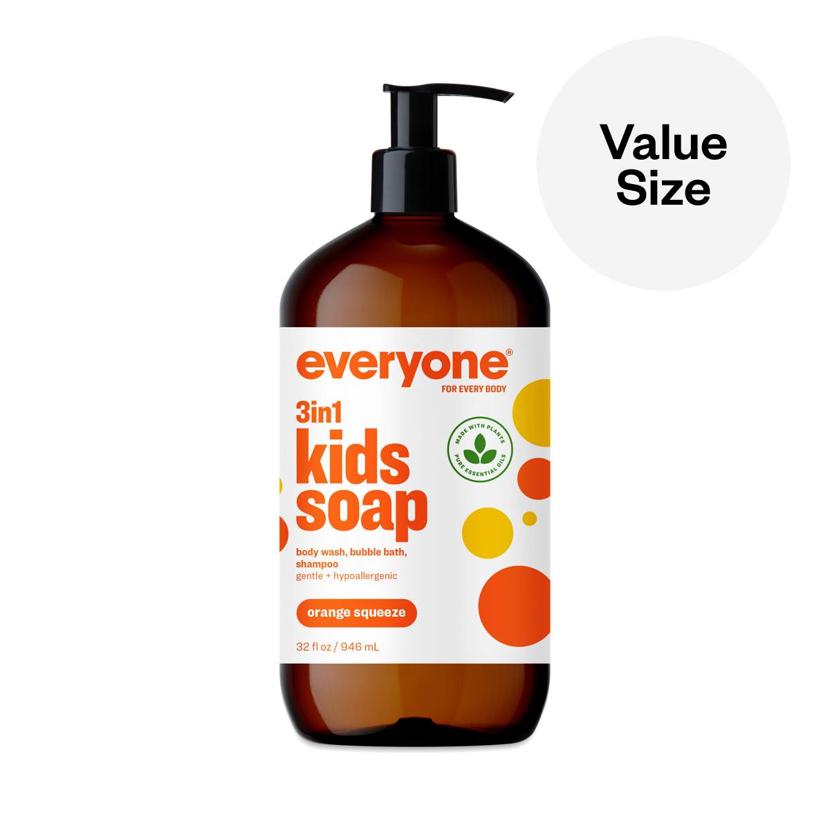 3-in-1 Soap, Shampoo, Body Wash, & Bubble Bath for Kids, Orange Squeeze
