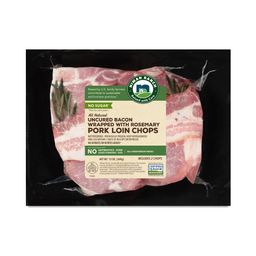 Boneless Pork Loin Chops, Bacon Wrapped with Rosemary