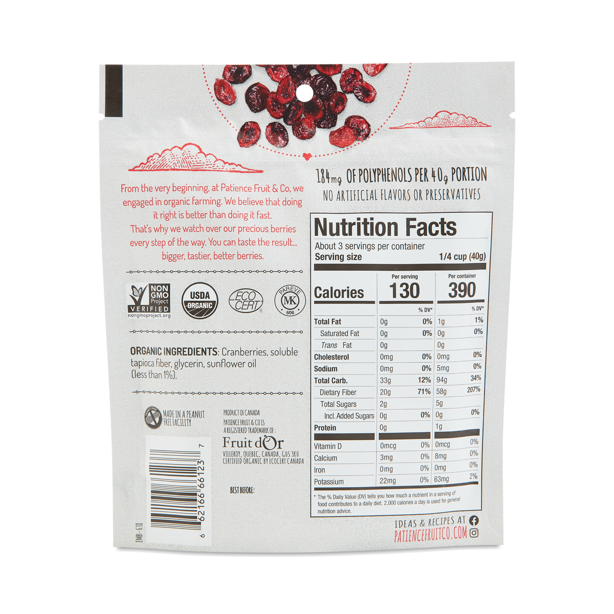 Patience Organic Dried Cranberries, No Added Sugar Thrive Market