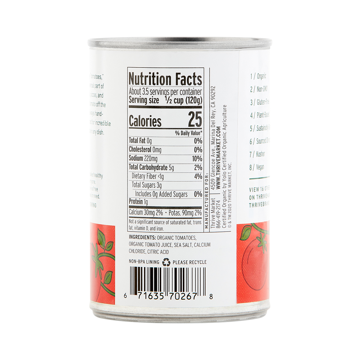 Canned Tomatoes Nutrition Label