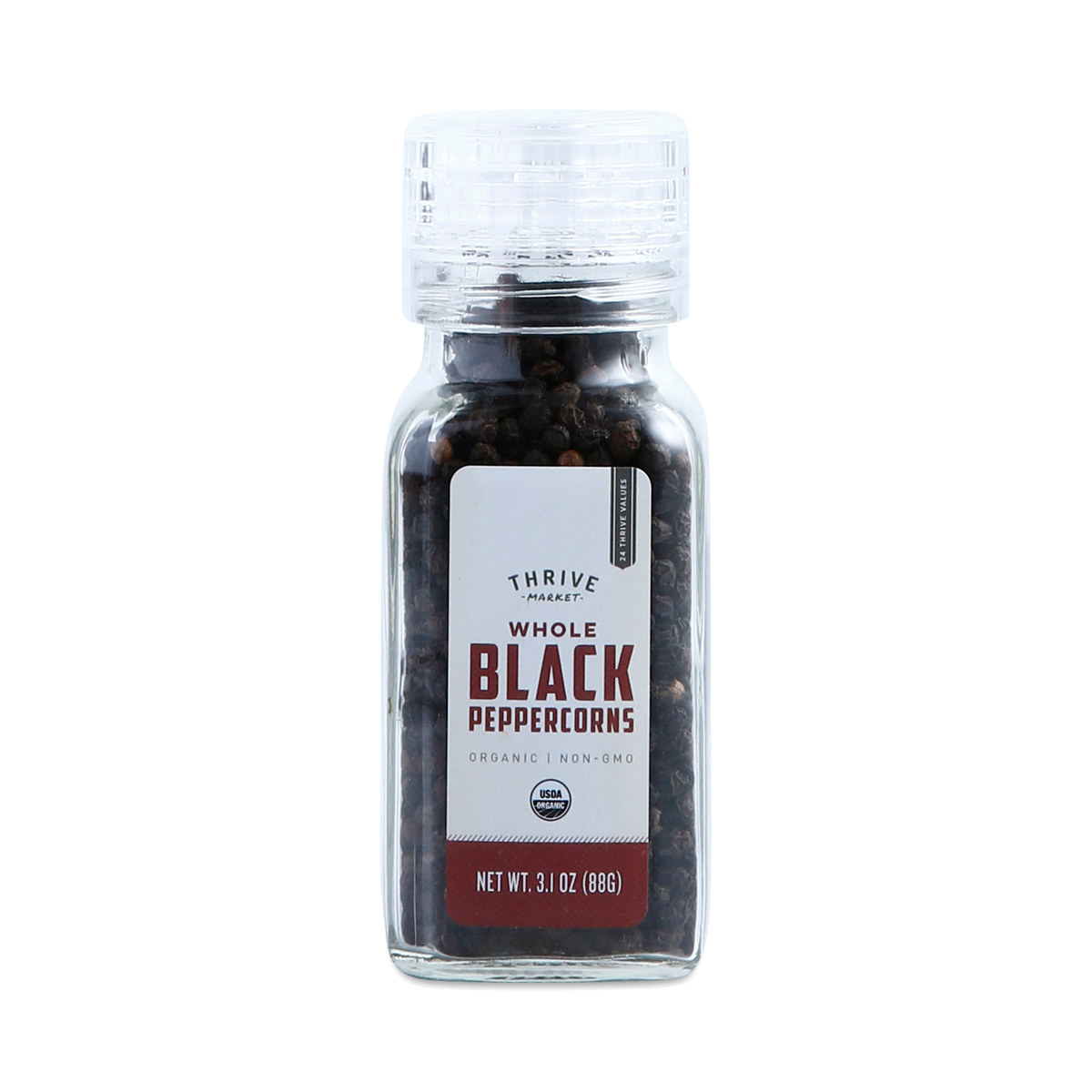 Organic Whole Black Peppercorns Grinder