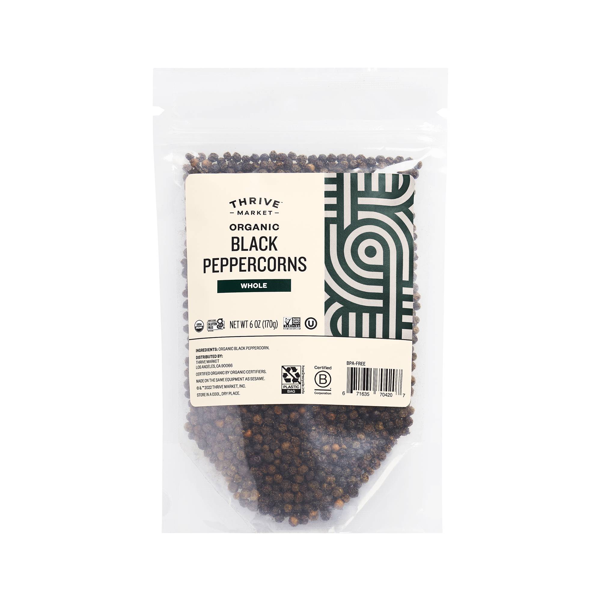 Organic Whole Black Peppercorns, Value Size