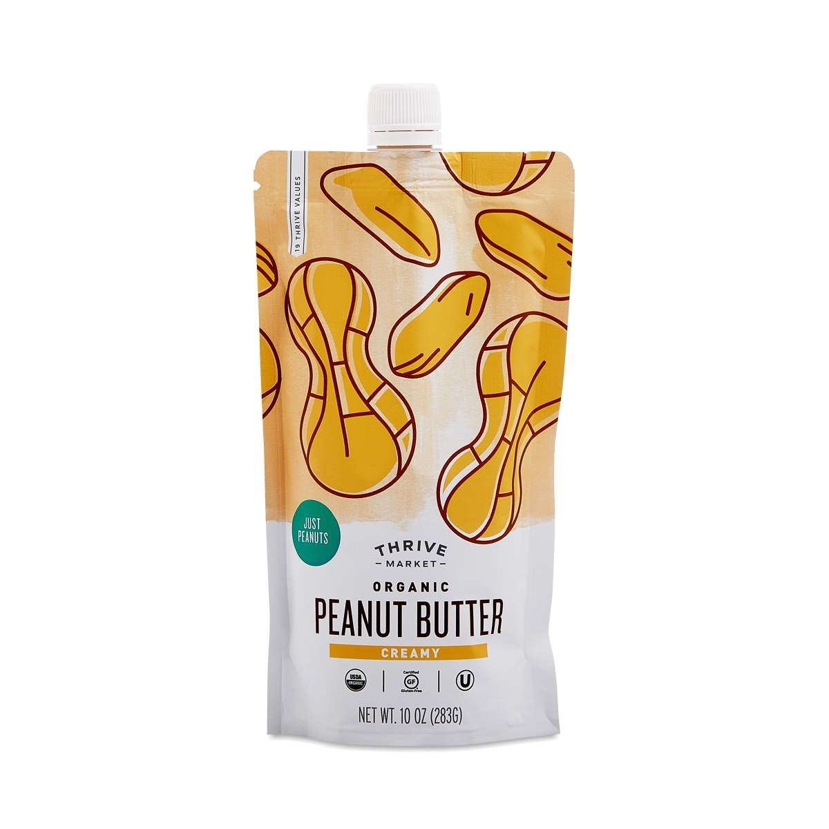 Thrive Market Organic Peanut Butter, Creamy 10 oz pouch