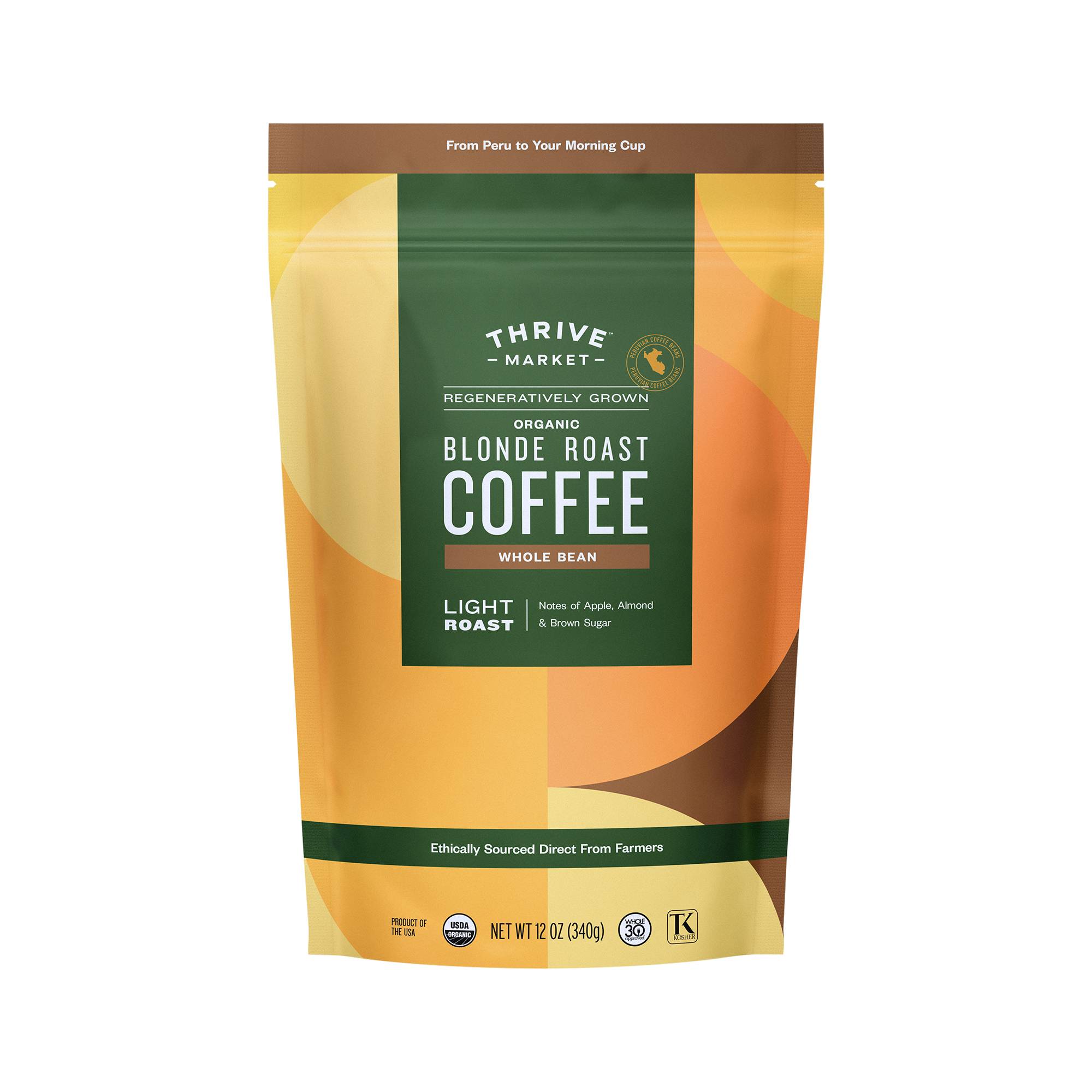 Blonde Roast Coffee, Regeneratively Grown Organic, Whole Bean