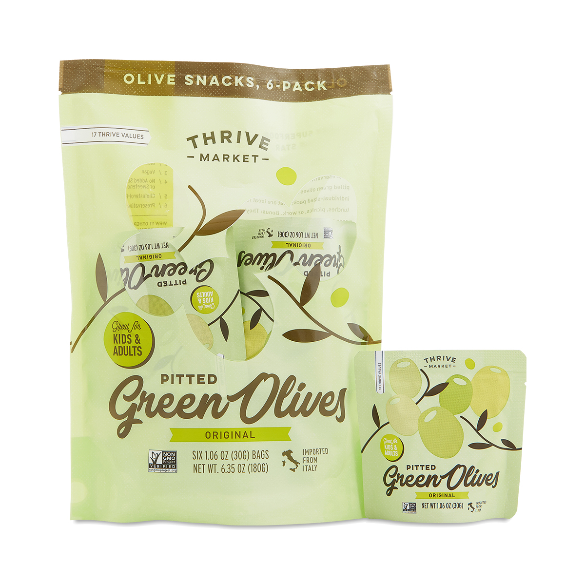 Pitted Green Olives, Original, 6 pack | Thrive Market