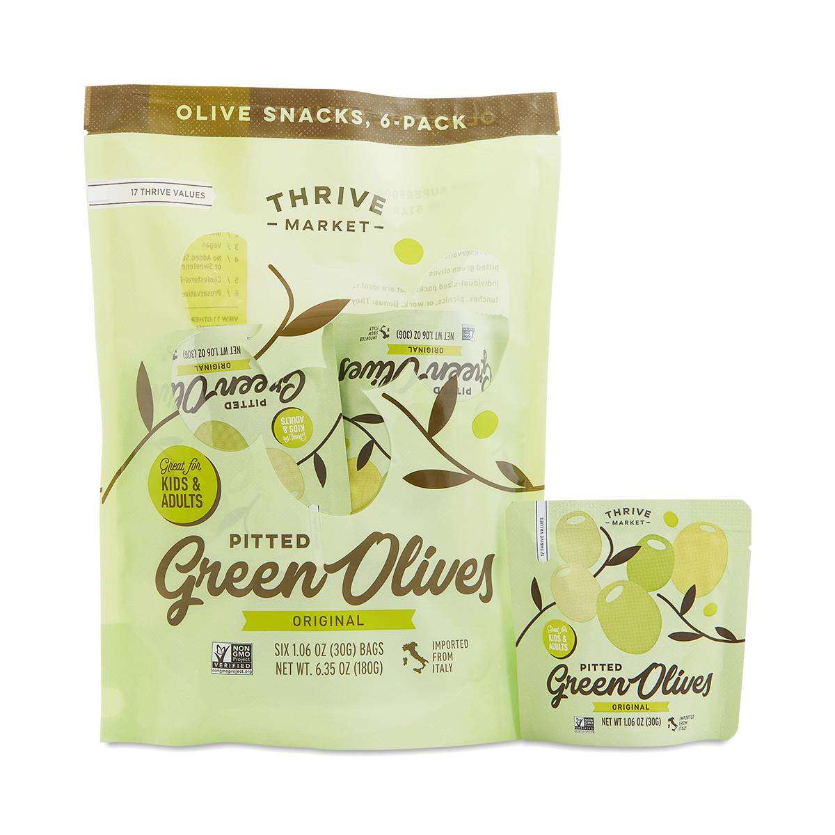 Pitted Green Olives, Original, 6 pack Thrive Market