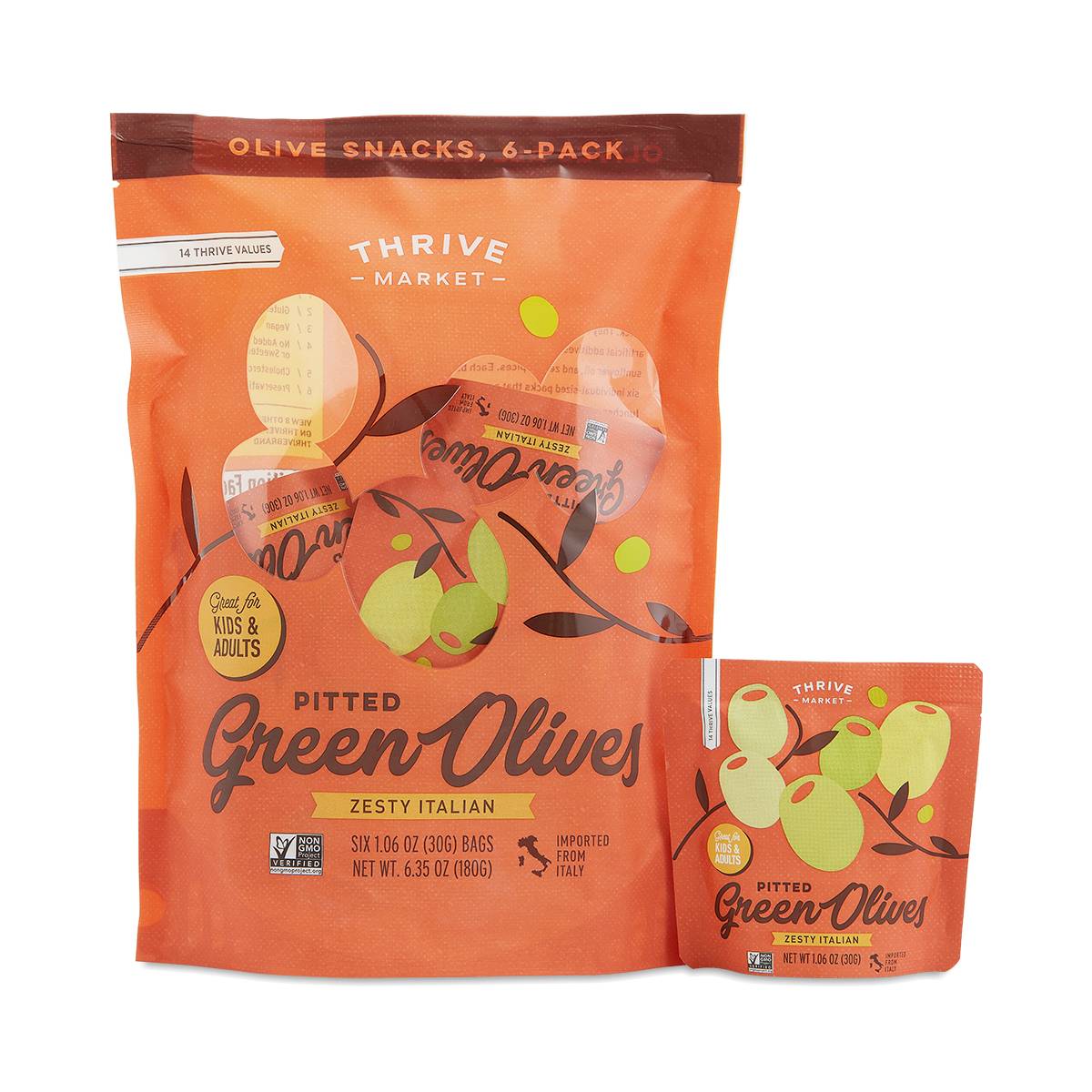 Pitted Green Olives, Zesty Italian, 6 Pack Thrive Market