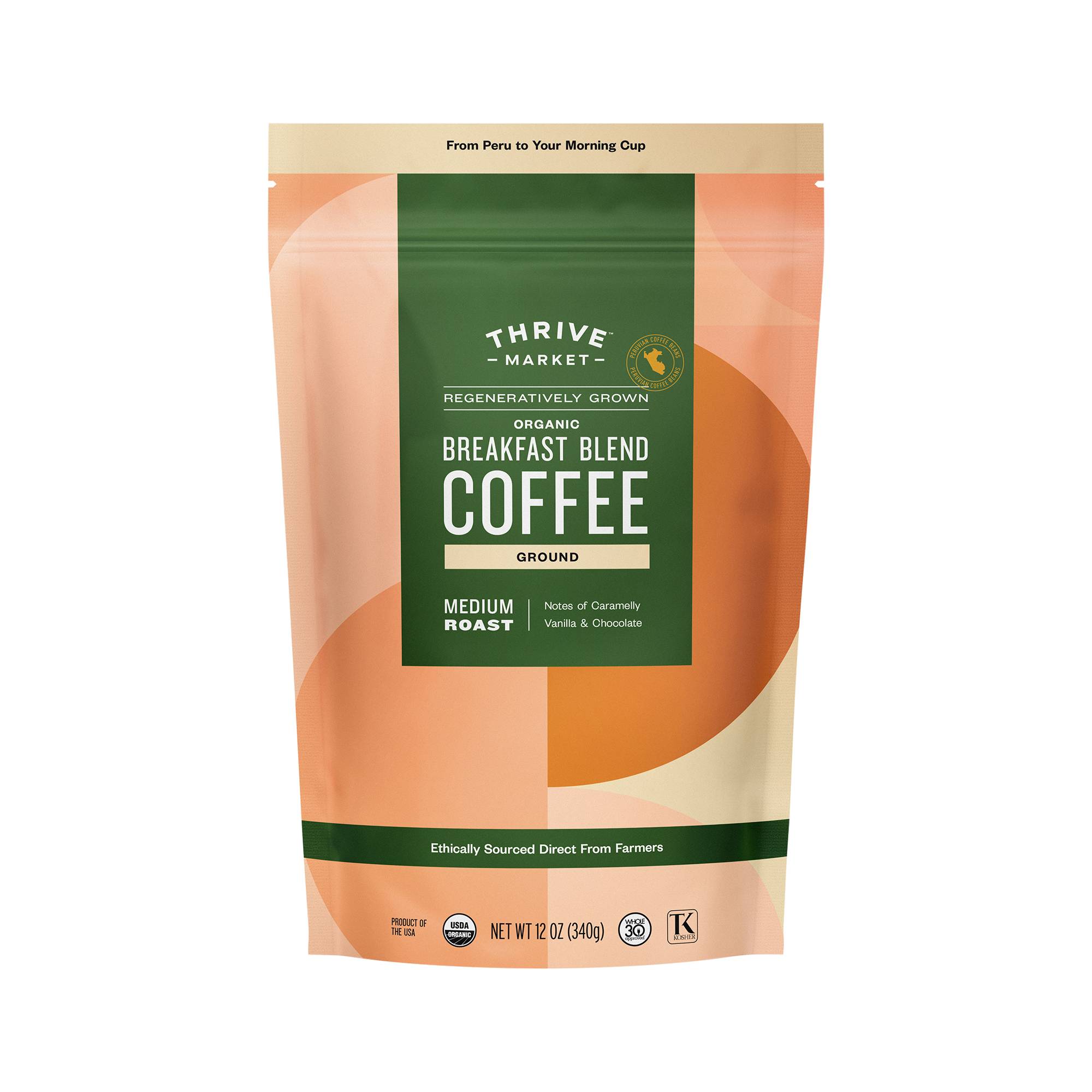 Breakfast Blend Coffee, Regeneratively Grown Organic, Ground