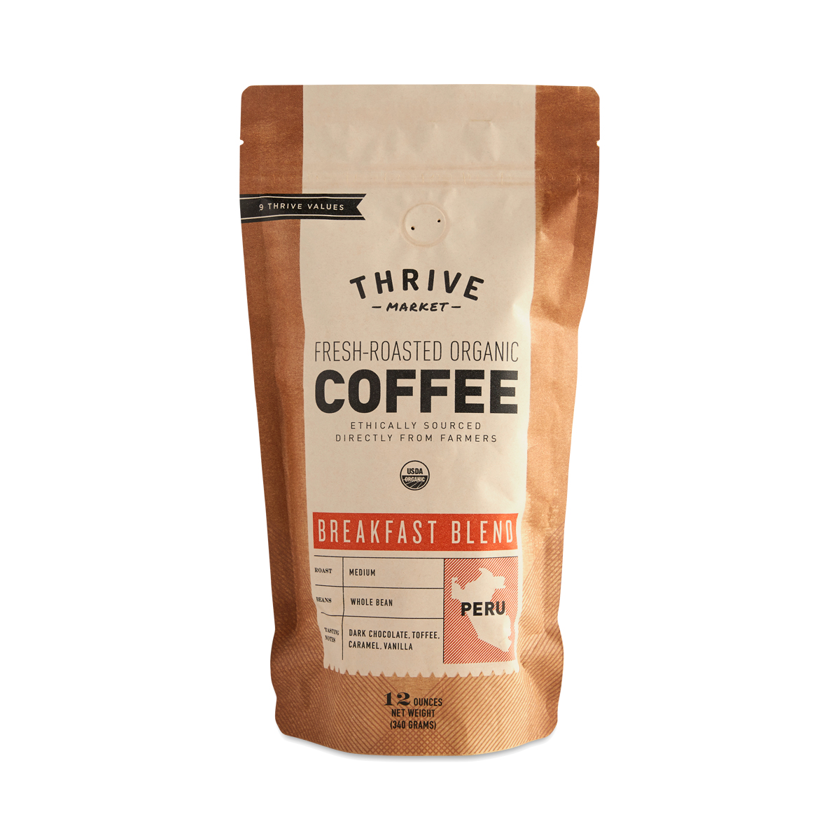 Organic Breakfast Blend Coffee, Whole Bean