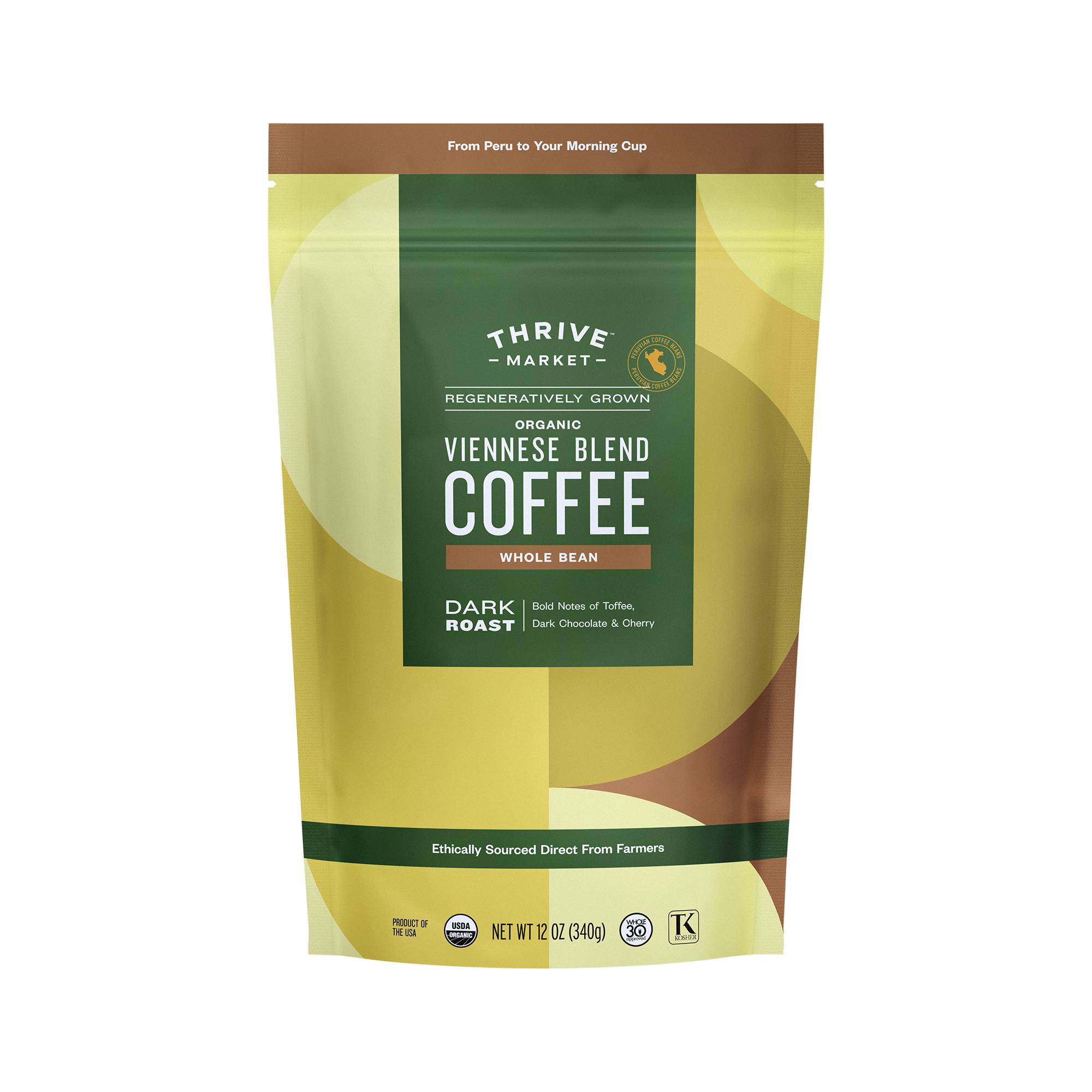 Viennese Blend Coffee, Regeneratively Grown Organic, Whole Bean