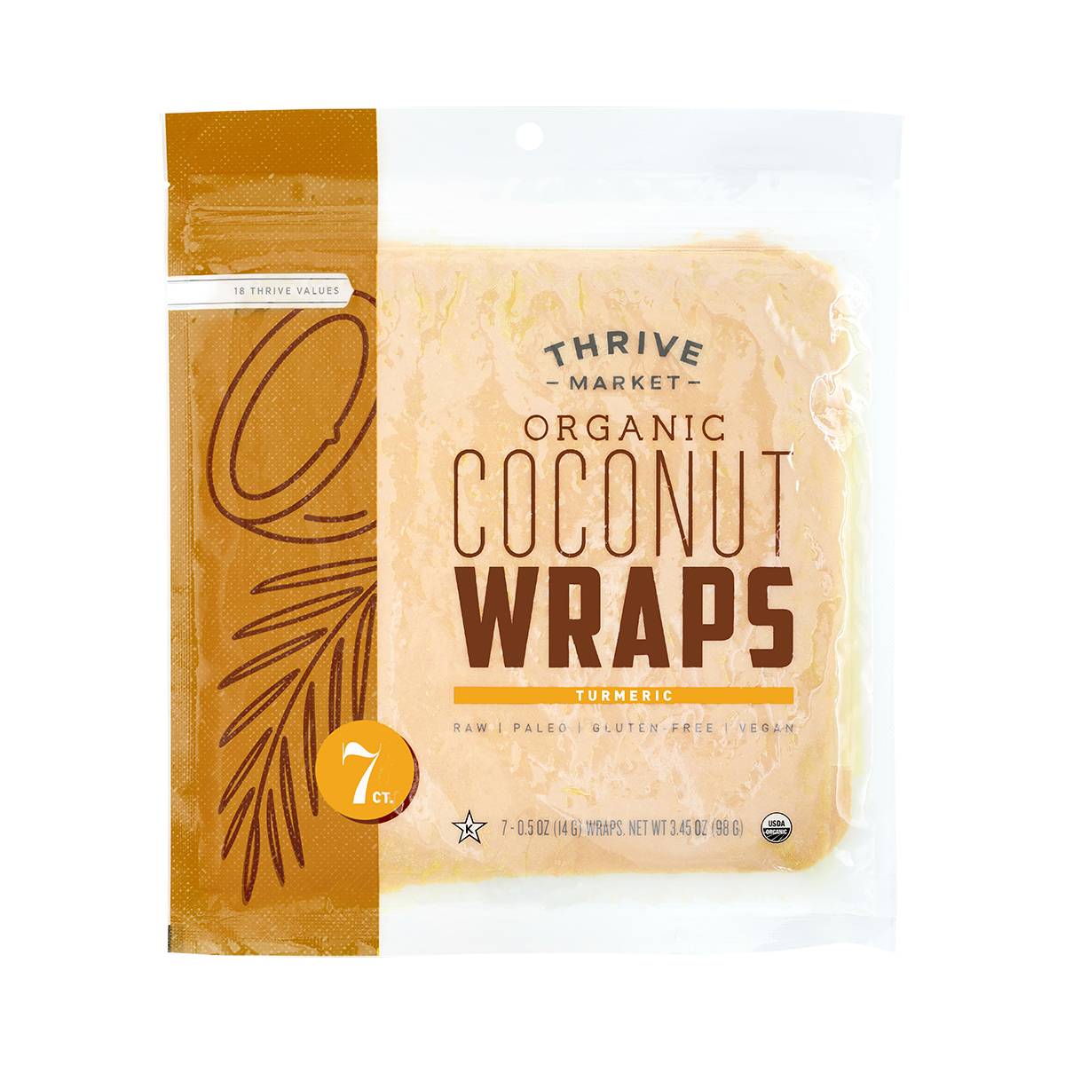 Organic Coconut Wraps, Turmeric