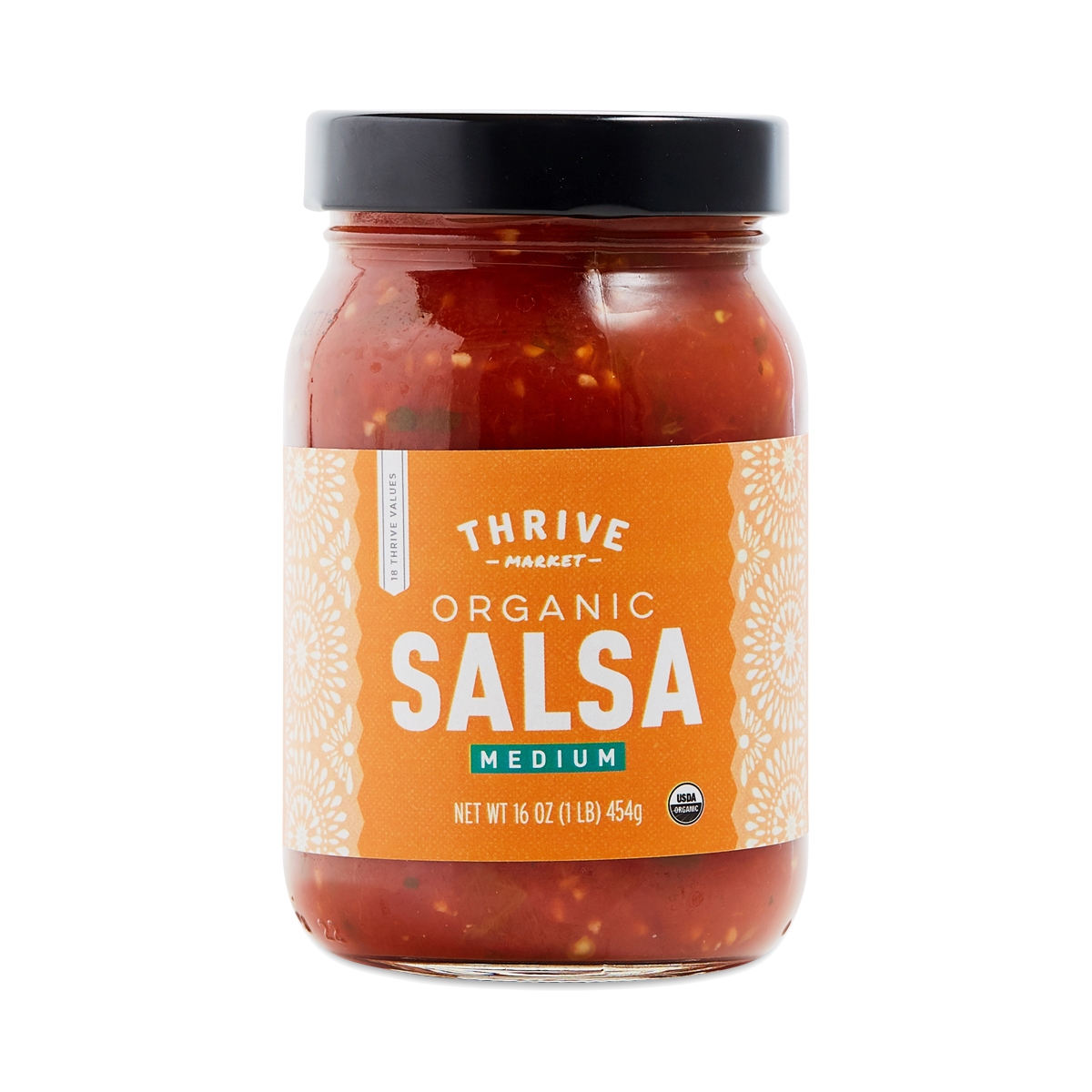 Thrive Market Organic Salsa, Medium 16 oz glass jar