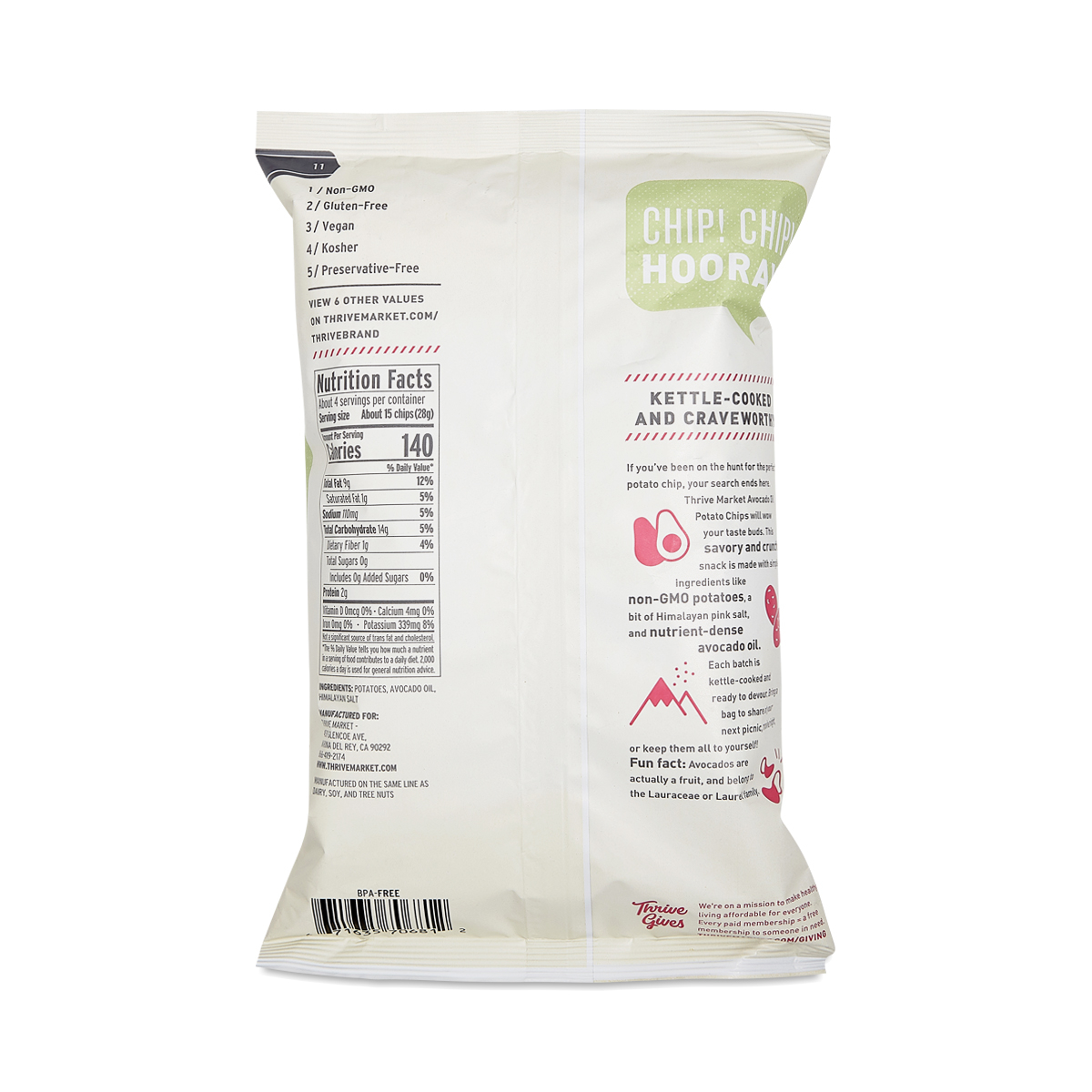 Avocado Oil Potato Chips, Himalayan Salt Thrive Market