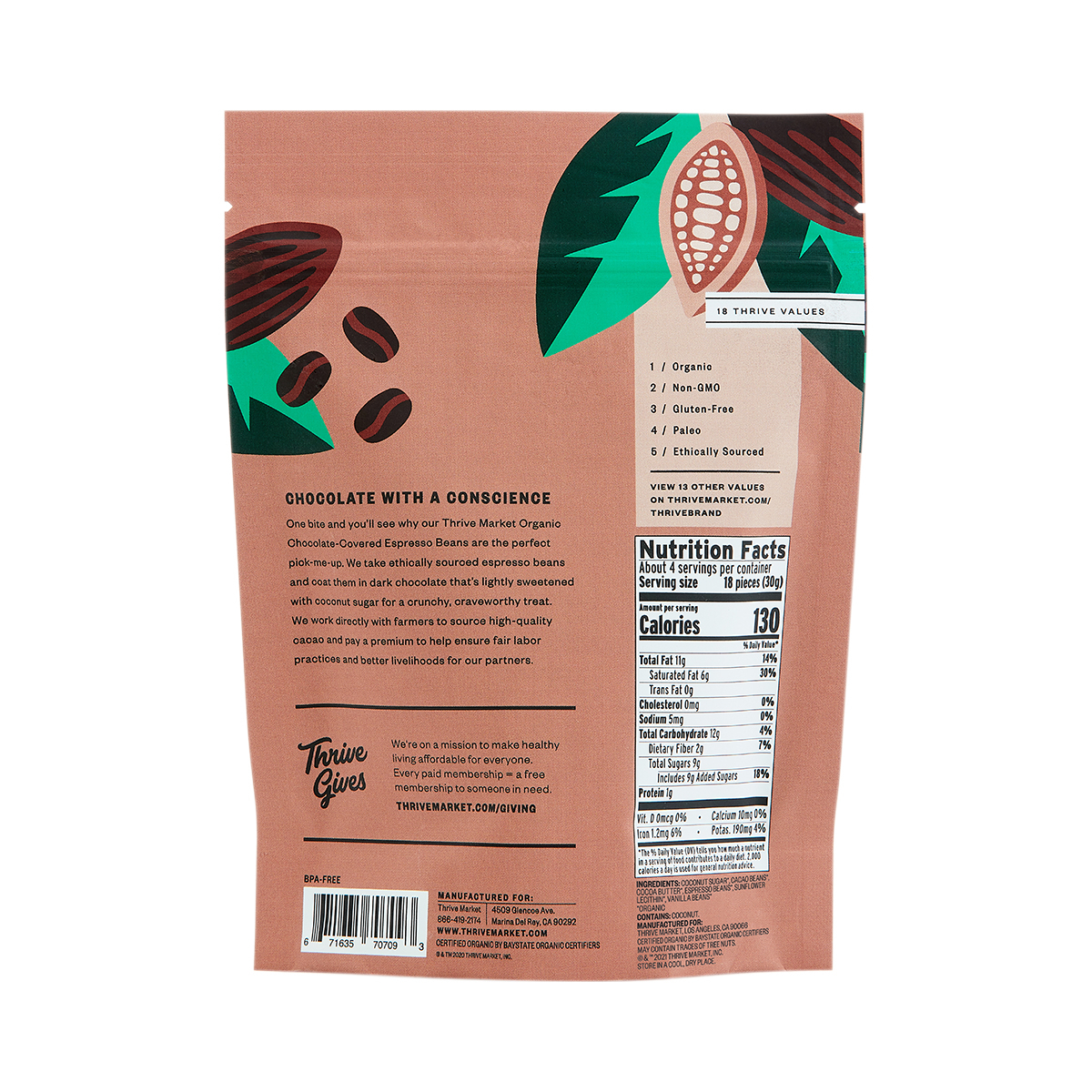 Organic ChocolateCovered Espresso Beans Thrive Market