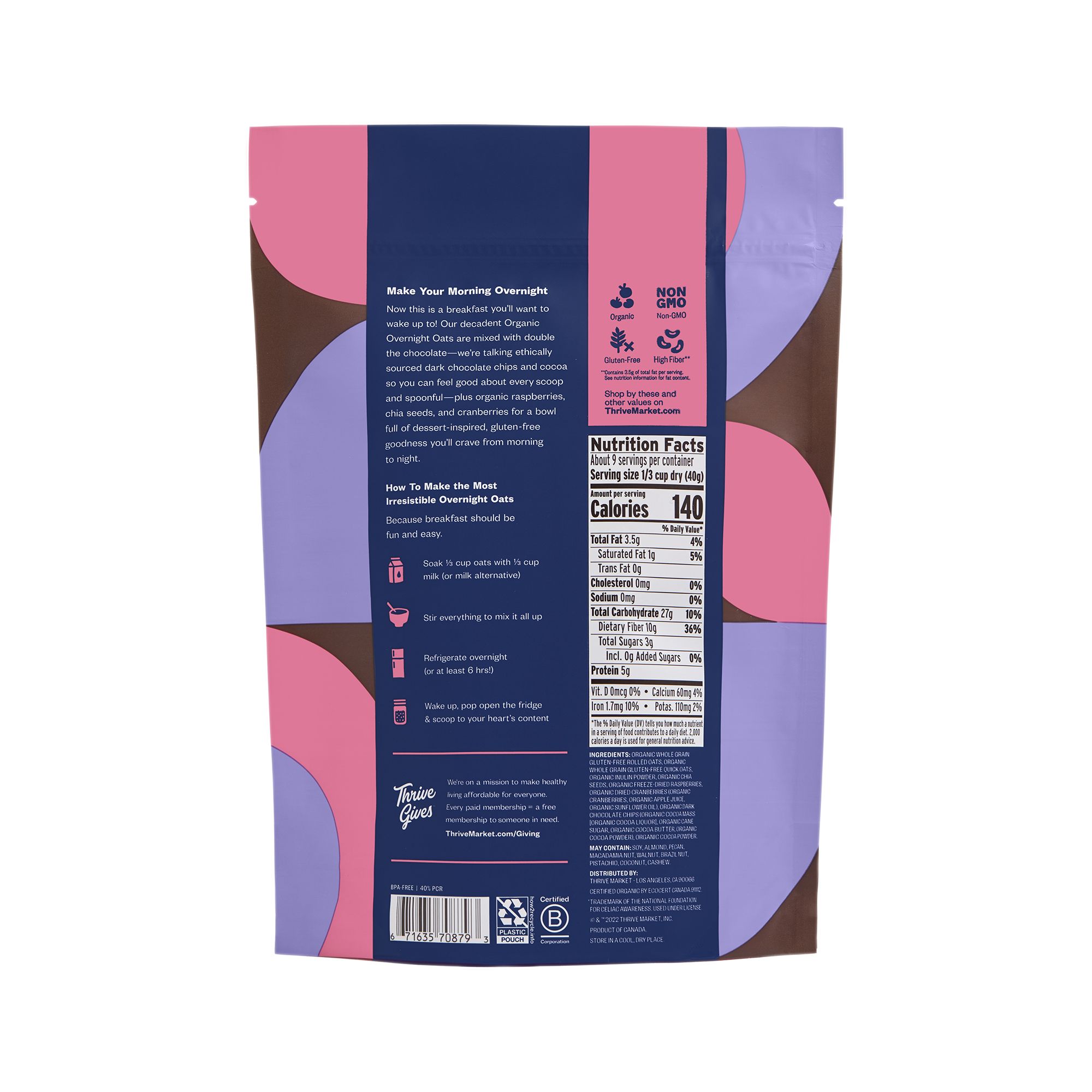 Organic Overnight Oats, Double Chocolate Berry