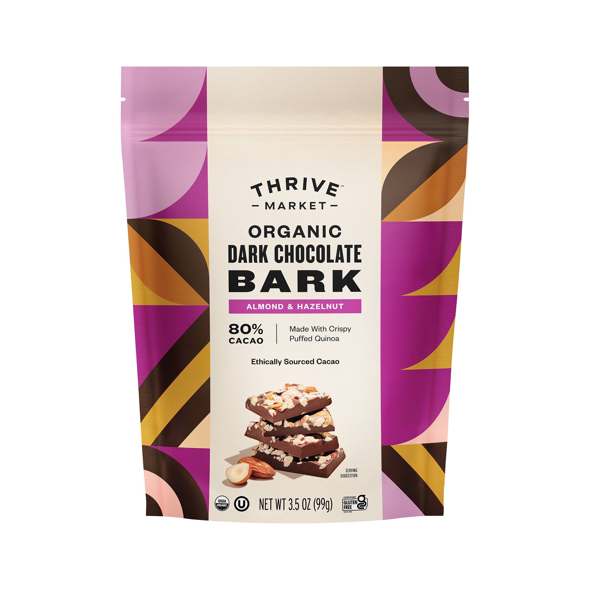 Organic Dark Chocolate Bark, Hazelnut & Almond