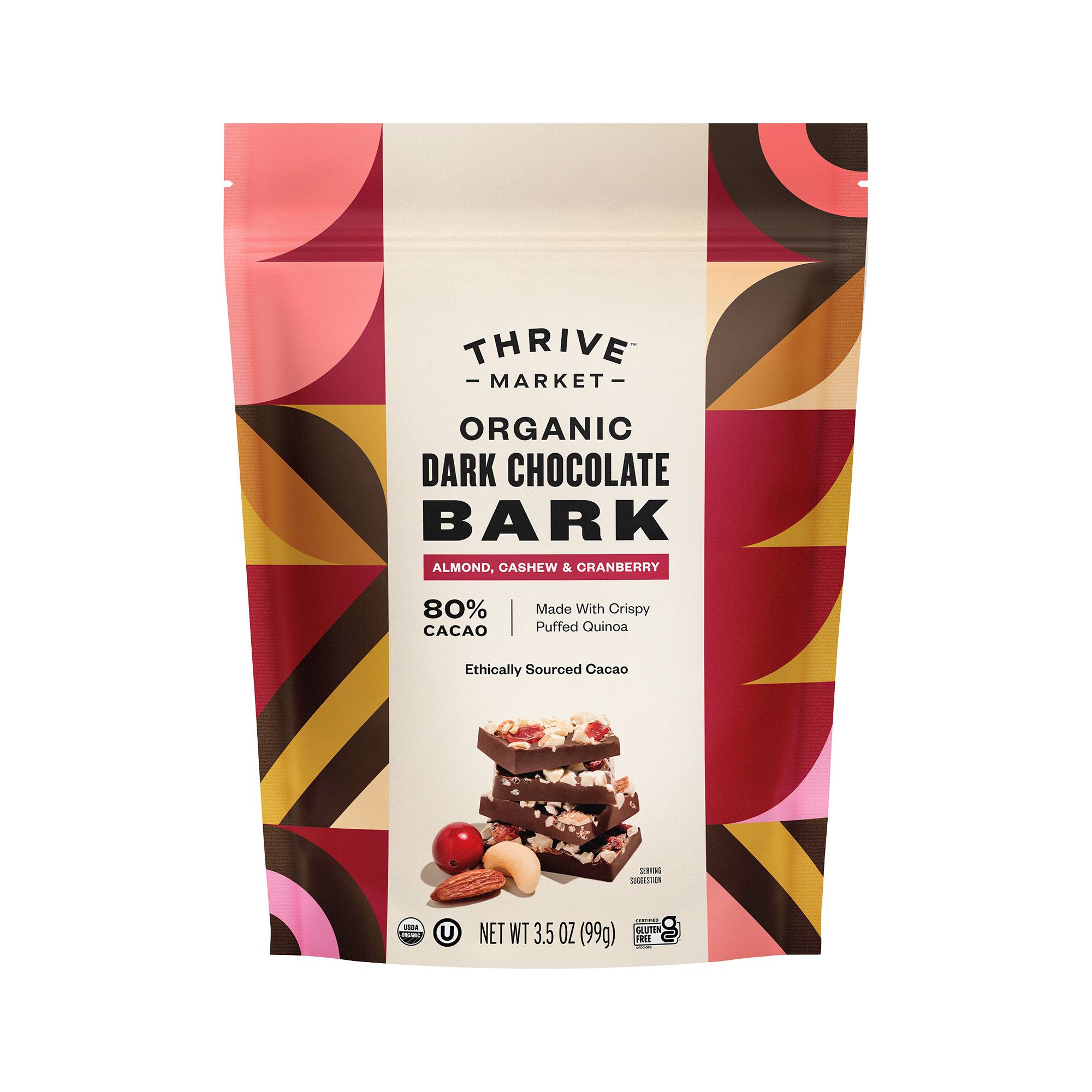Organic Dark Chocolate Bark, Cashew, Almond & Cranberry