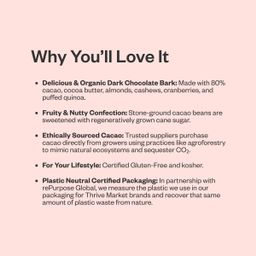 Organic Dark Chocolate Bark, Cashew, Almond & Cranberry