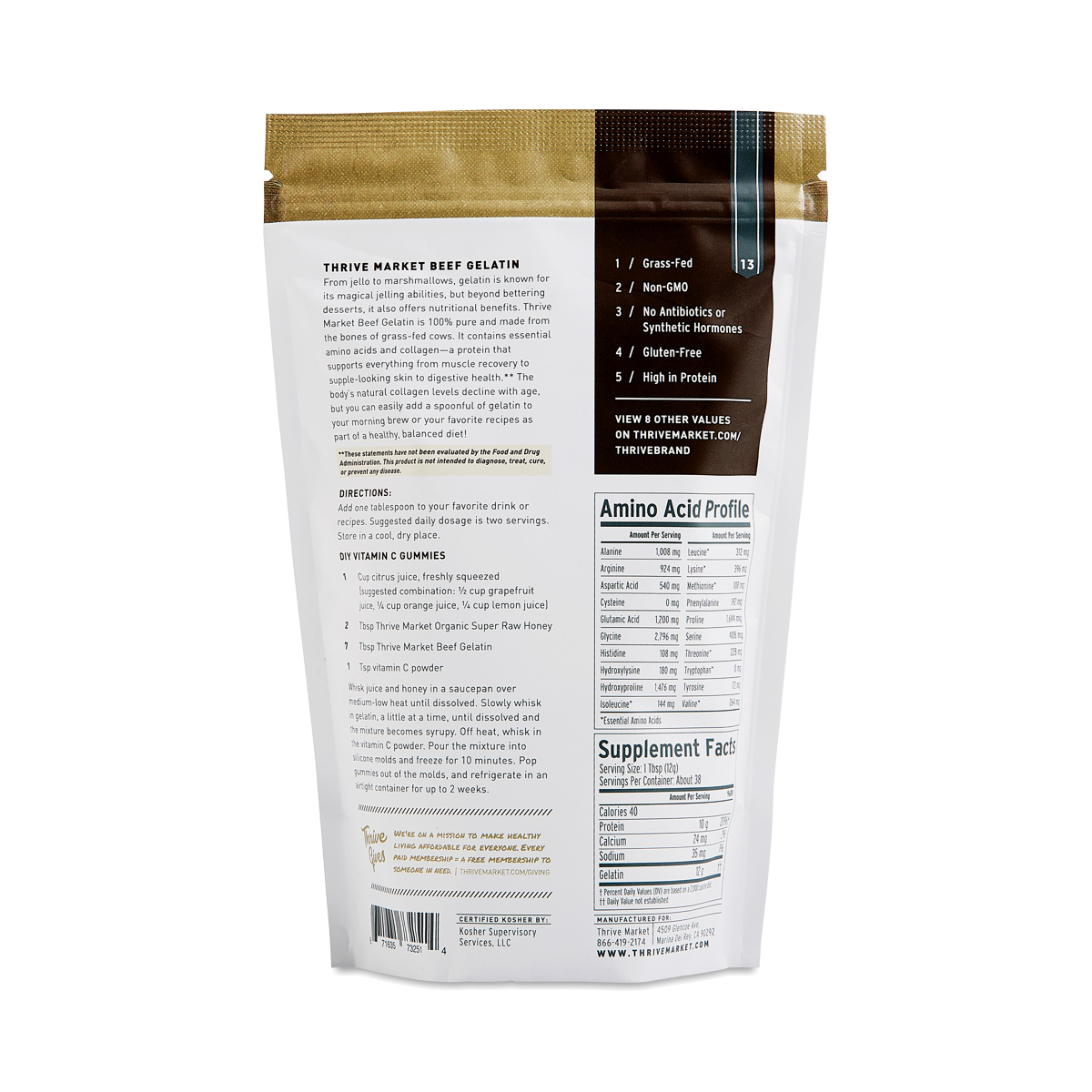 GrassFed Beef Gelatin Thrive Market