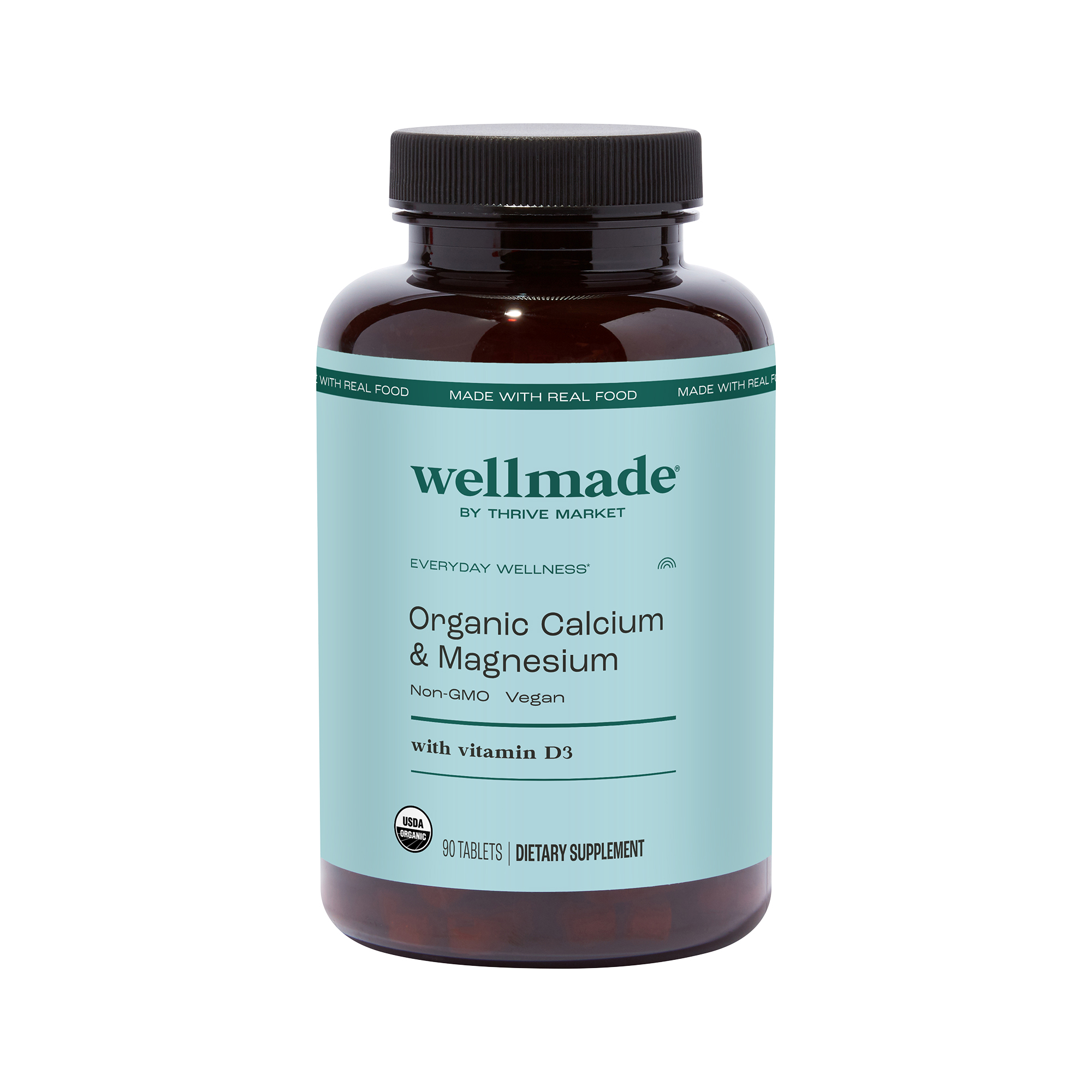 wellmade by Thrive Market Real Food Organic Calcium  Magnesium 90 tablet bottle