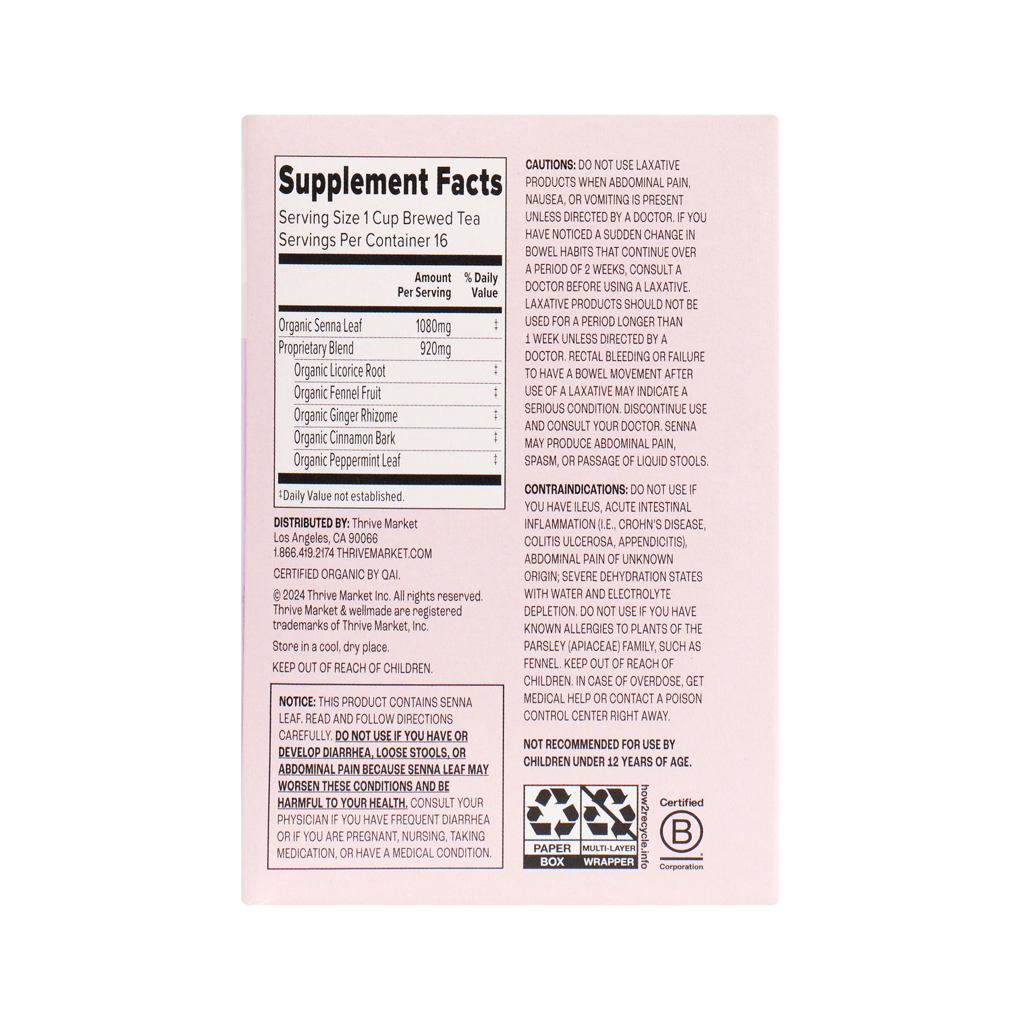 Organic Laxative Herbal Tea Supplement