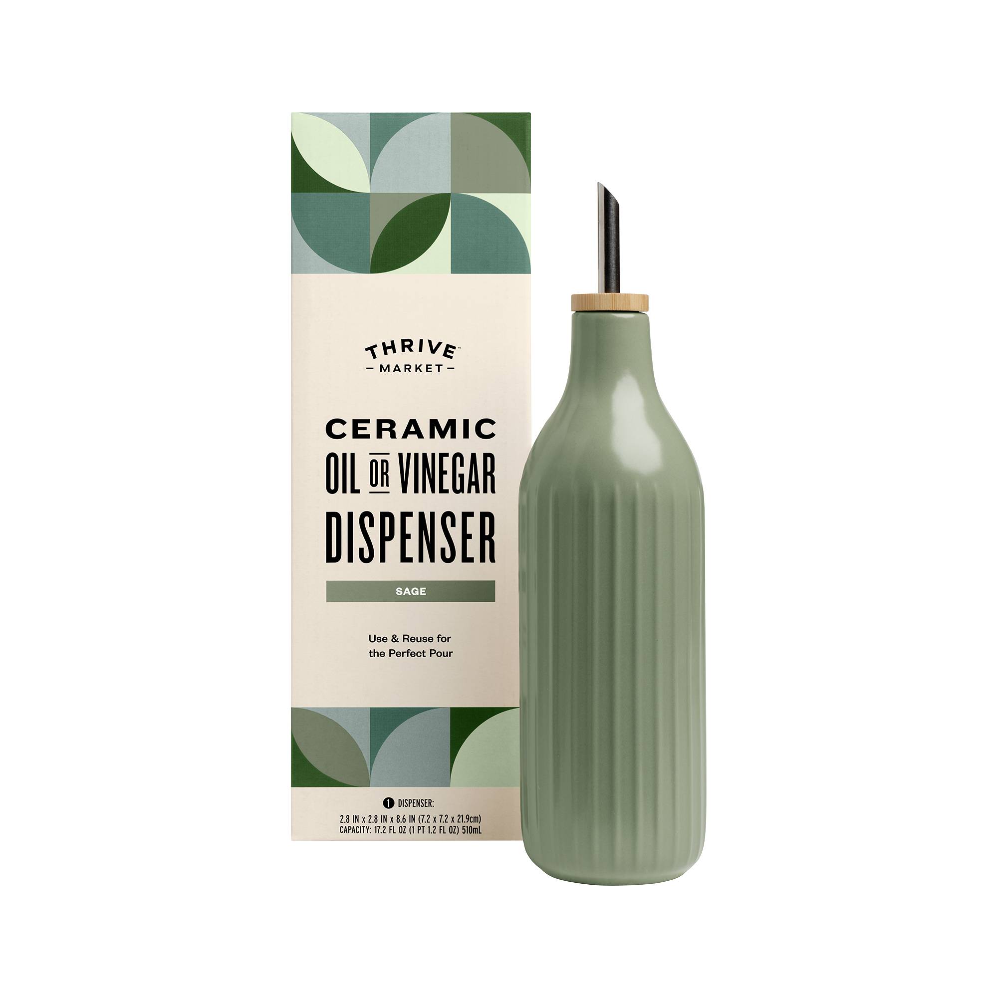 Ceramic Oil or Vinegar Dispenser, Sage