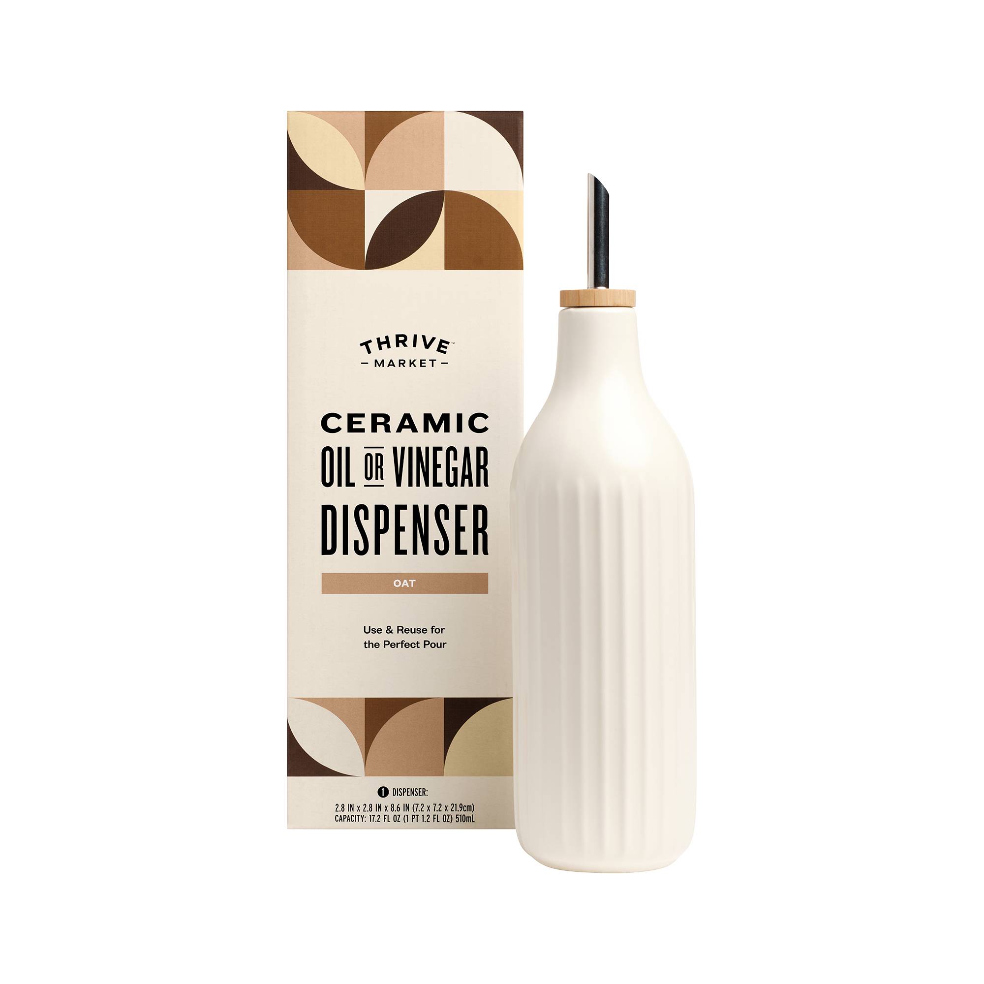 Ceramic Oil or Vinegar Dispenser, Oat