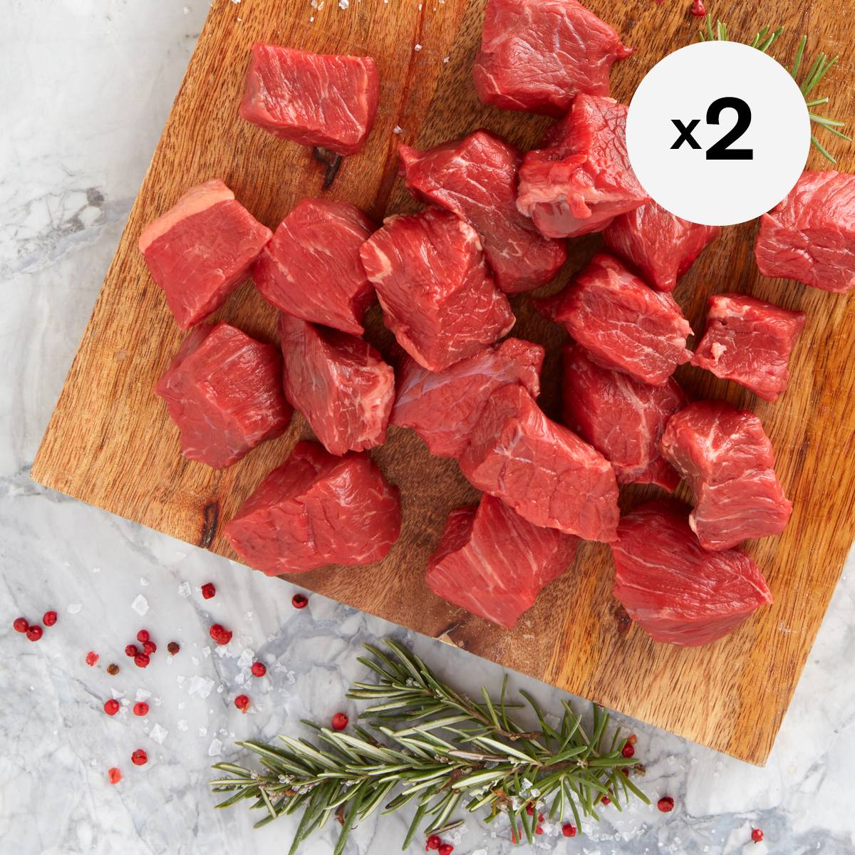 Grass-Fed Organic Diced Beef for Stewing, 2 Pack