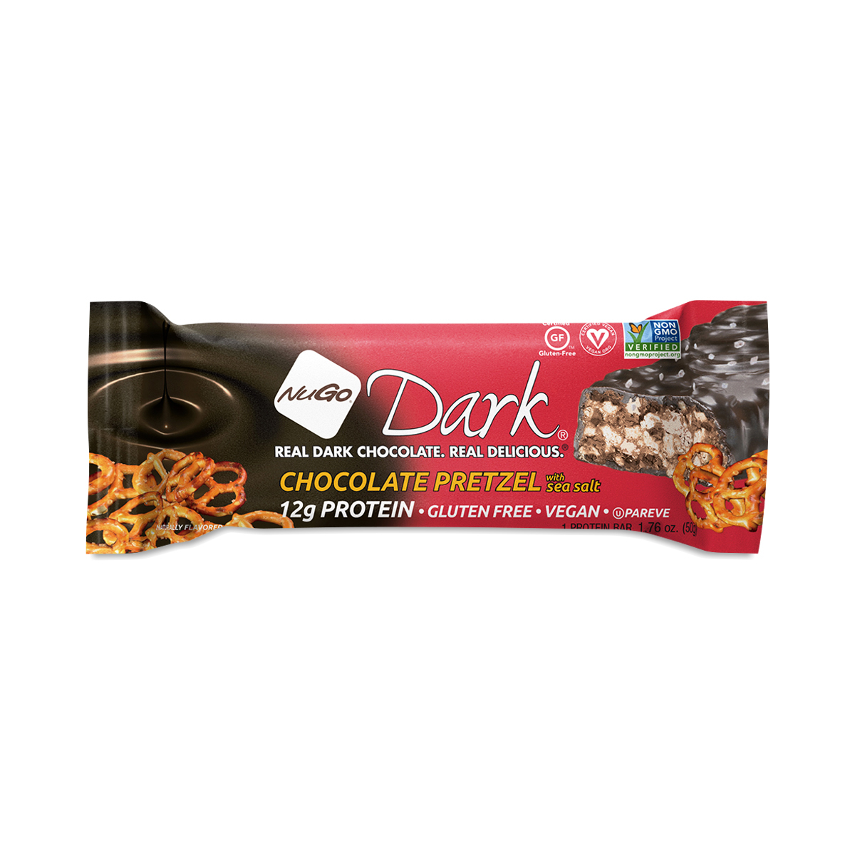 Dark Chocolate Pretzel Protein Bars by NuGo Thrive Market