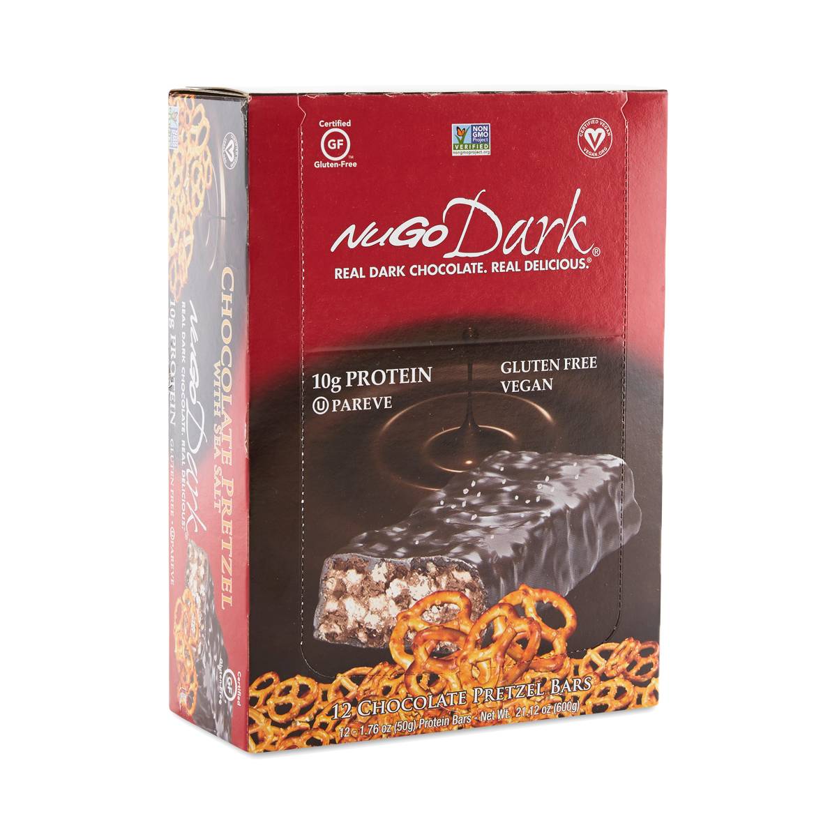 Dark Chocolate Pretzel Protein Bars by NuGo Thrive Market