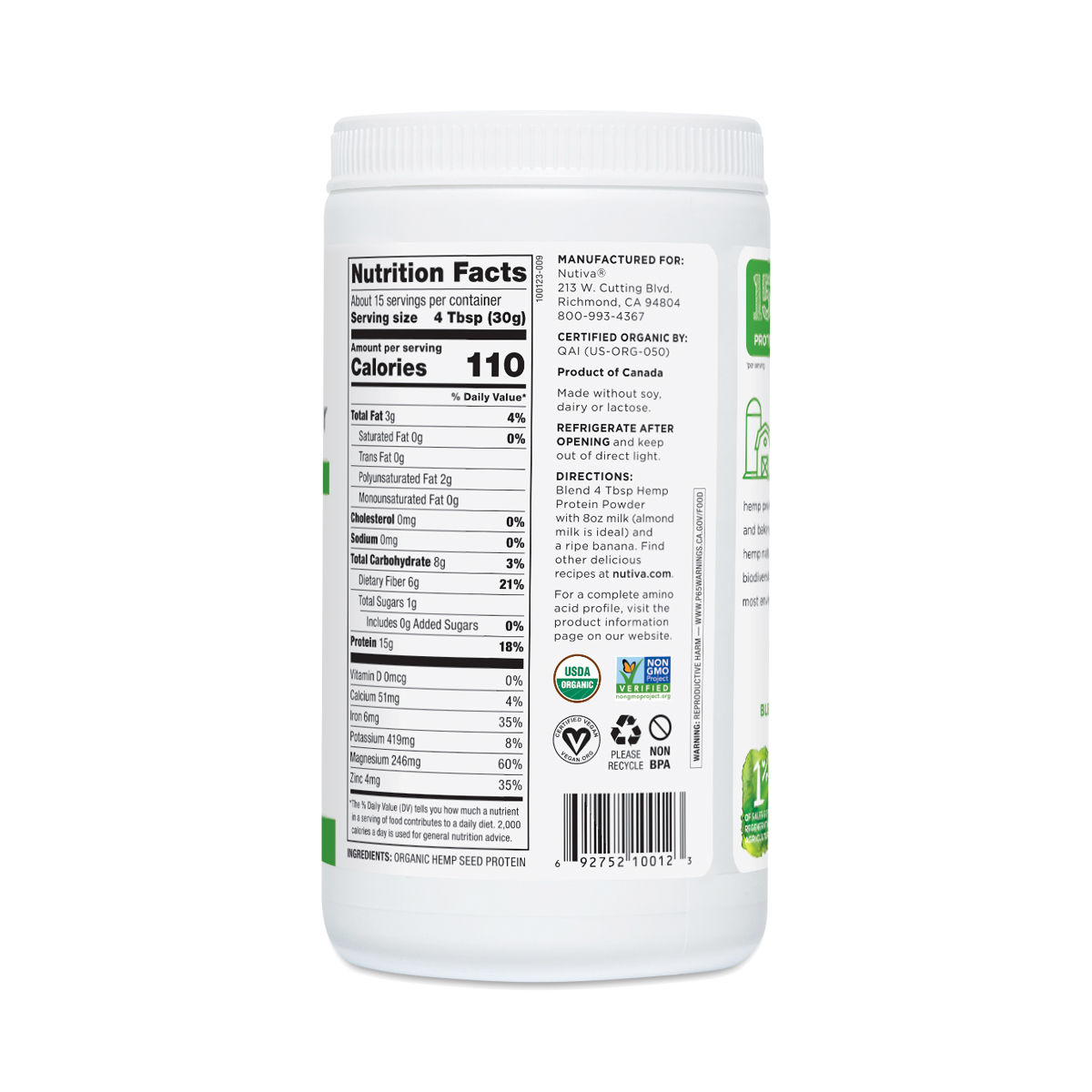 Organic Hemp Protein by Nutiva Thrive Market