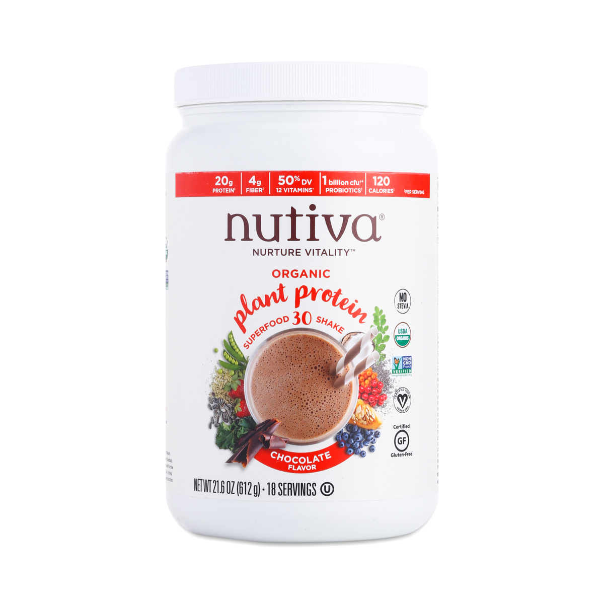 Nutiva Organic Plant Protein Superfood 30 Shake, Chocolate Thrive Market