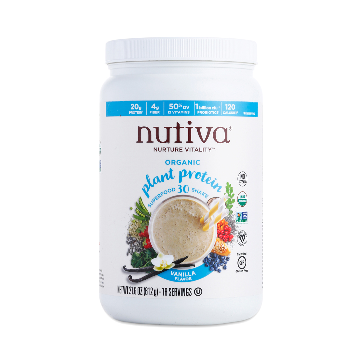 Nutiva Organic Plant Protein Superfood 30 Shake, Vanilla Thrive Market