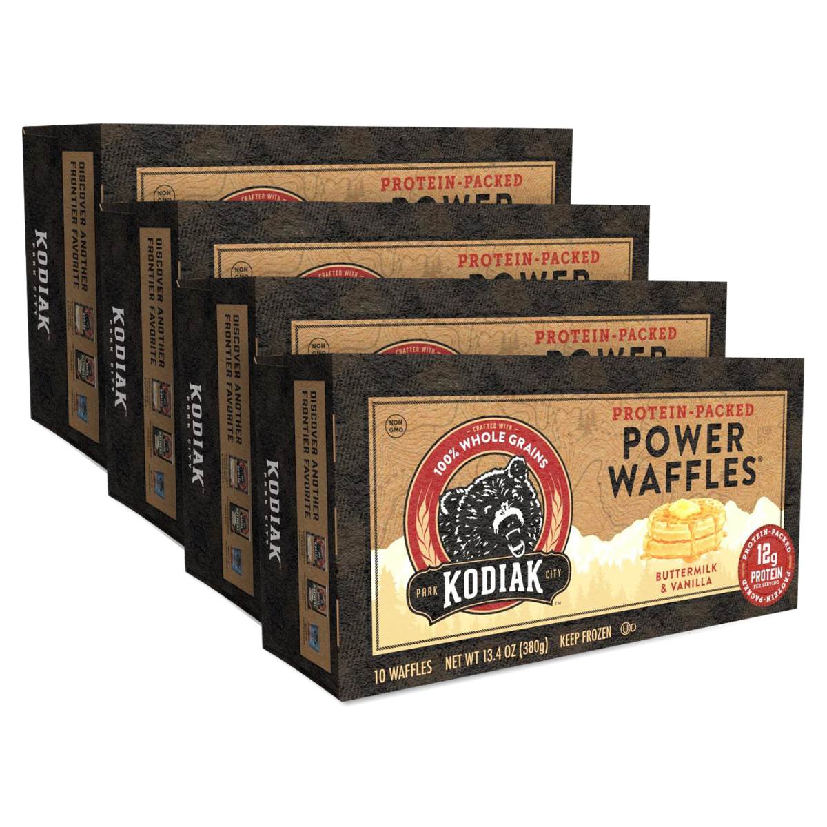 Kodiak ProteinPacked Power Waffles, Buttermilk & Vanilla, 4 Pack