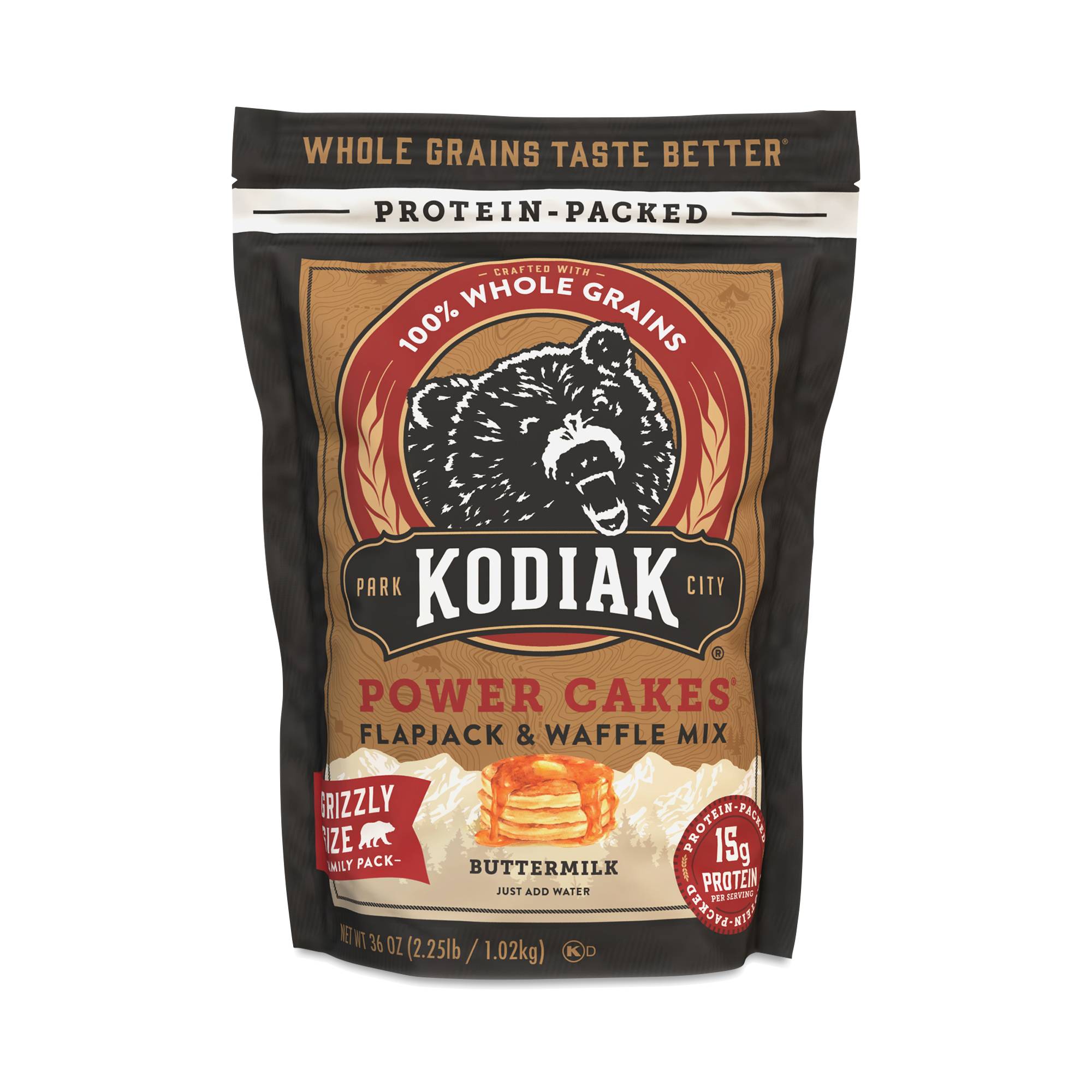 Power Cakes Flapjack & Waffle Mix, Buttermilk, Grizzly Size