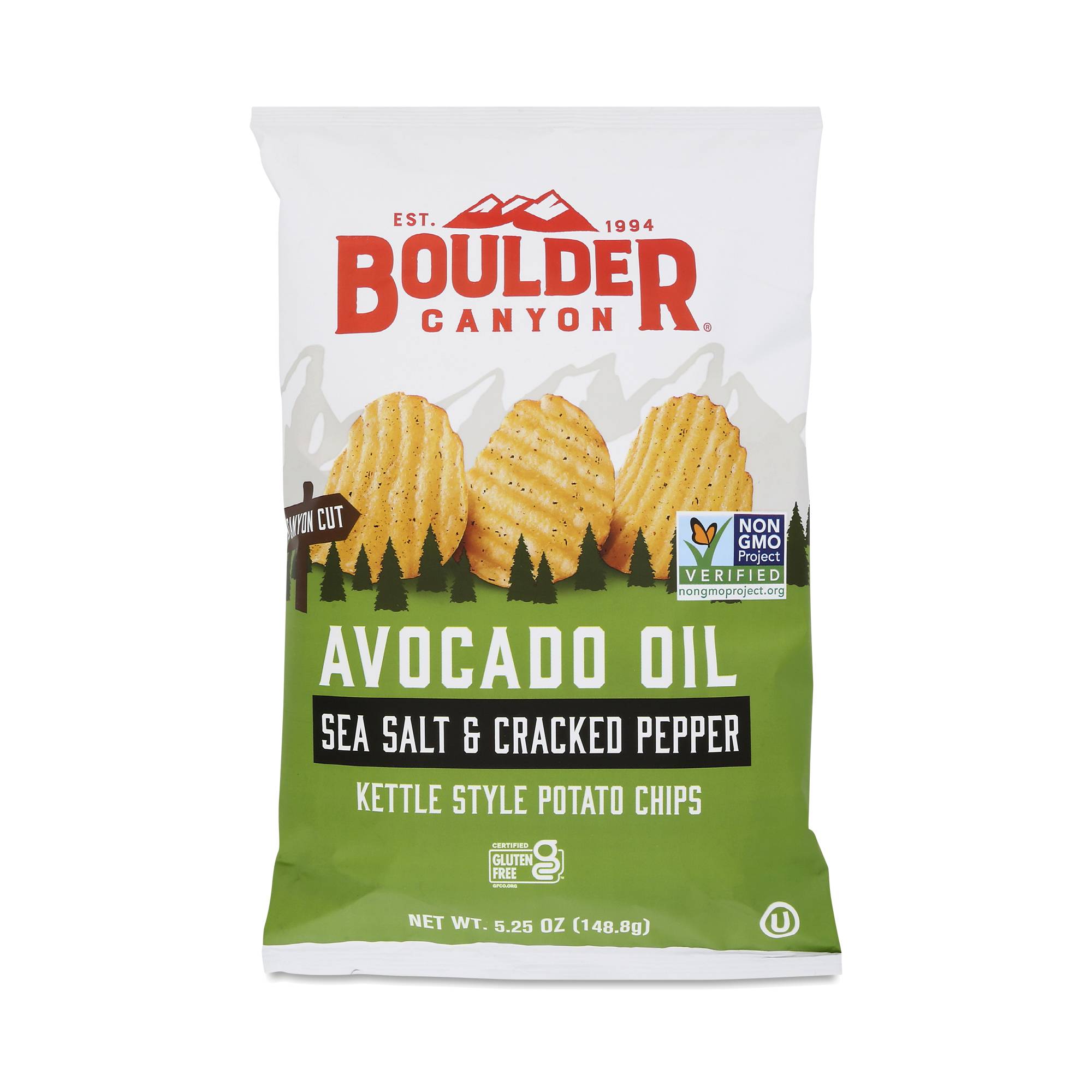 Avocado Oil Canyon Cut Kettle Style Potato Chips, Sea Salt & Cracked Pepper